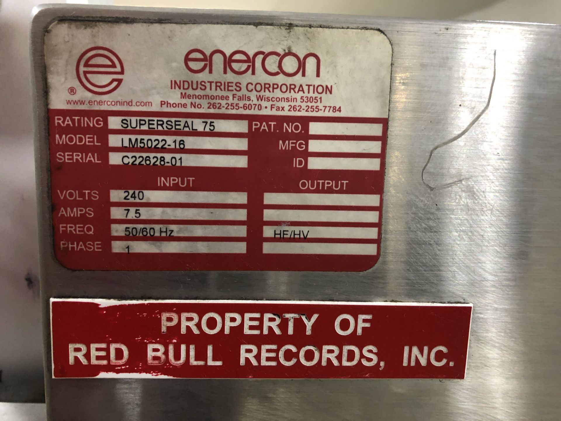 Enercon Super Seal 75, Model #LM5022-16, S/N #C22628-01 - Image 5 of 6