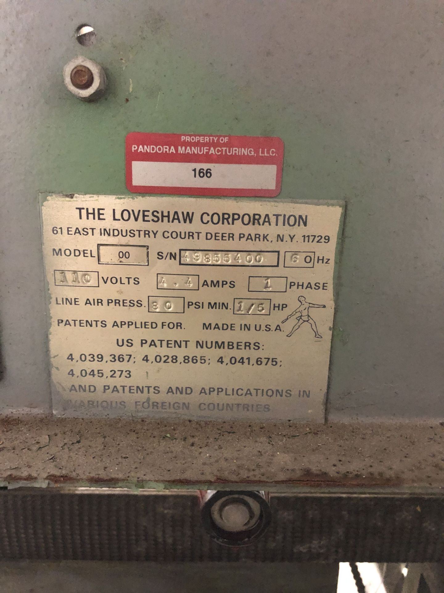 Loveshaw Corp. Case Sealer, Model #00, S/N #49855400, 60 HZ, 110 Volts - Image 3 of 8