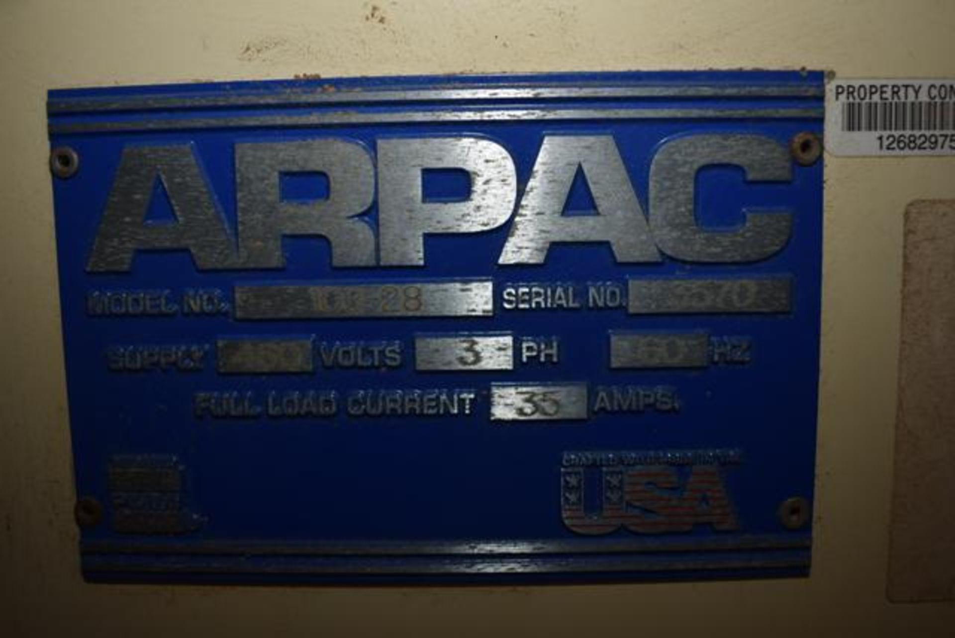 ARPAC Model #108=28 Shrink Wrap Bundler, Serial #3570 | Required Rigging and Loading Fee: $400 - Image 2 of 3