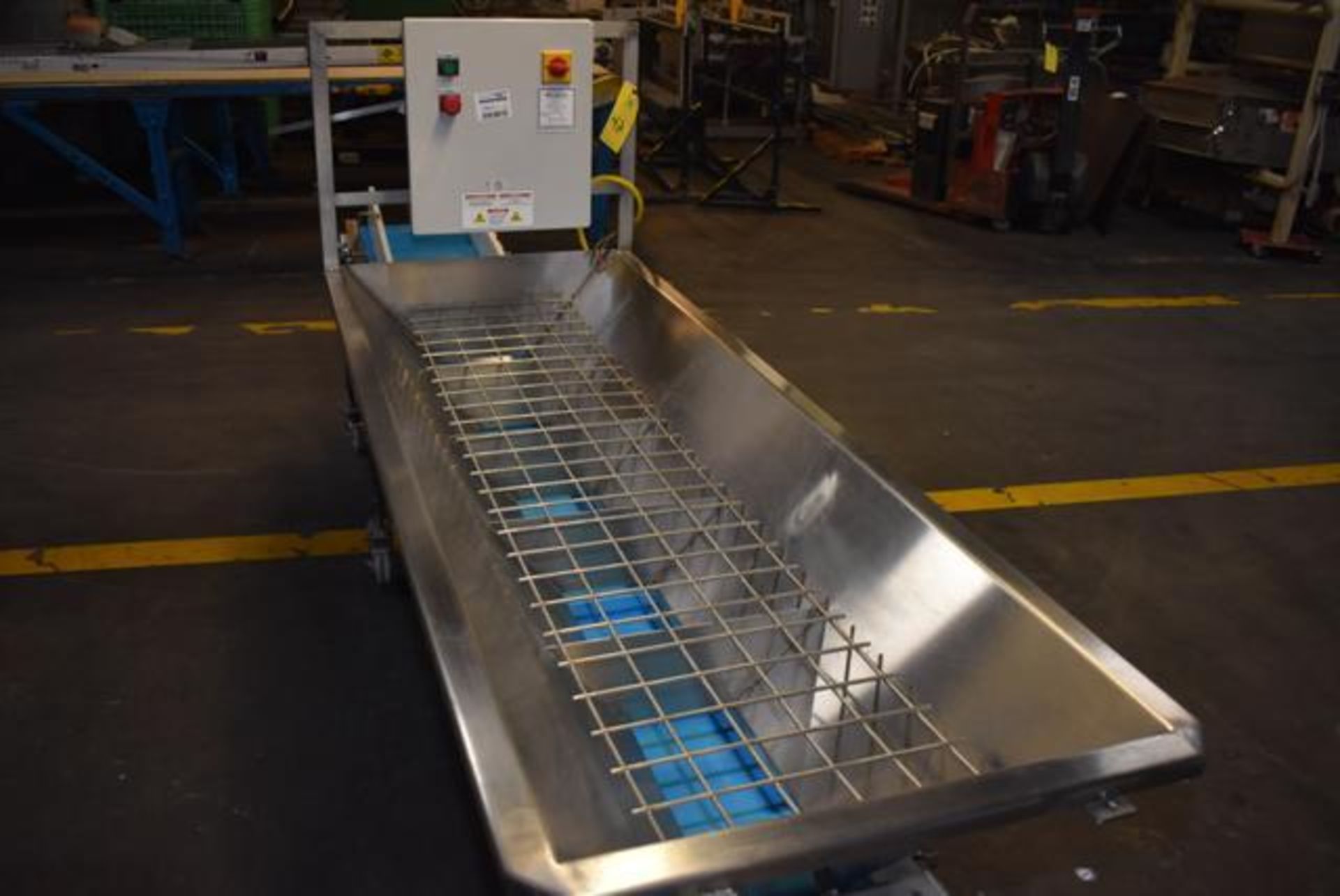 Motorized Belt Conveyor, 11' Length Blue Belt x 16" Wide, Stainless Steel Hopper, 80" Length, - Image 4 of 5