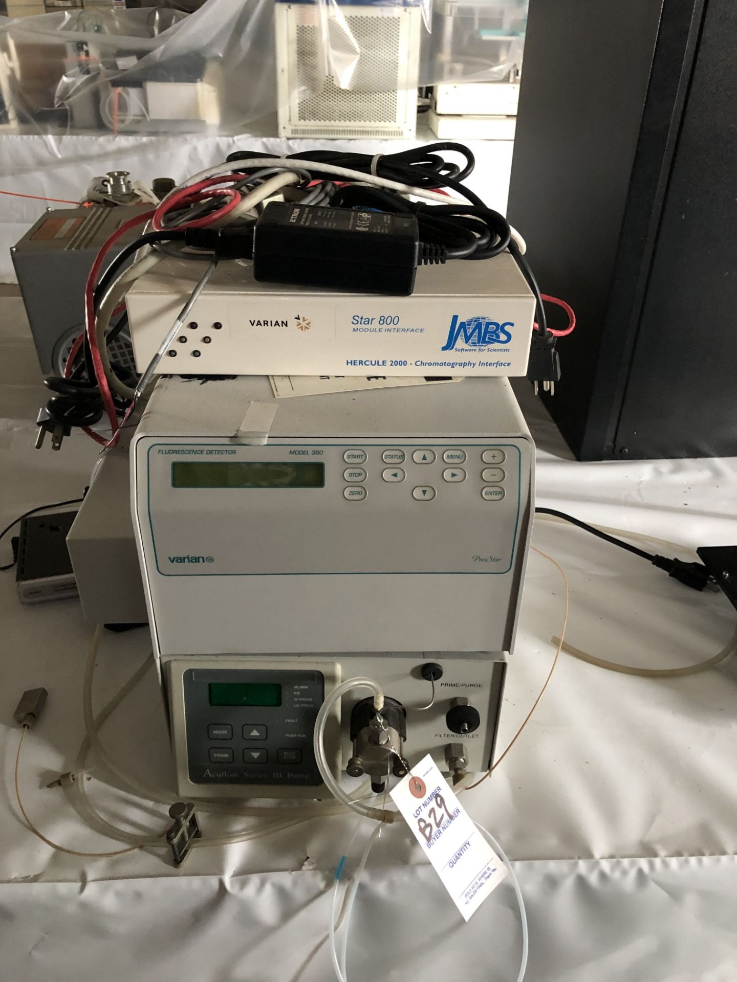 Varian Fluorescence Detector, Model #360, & Varian Hercule 2000 Chromatography Interface & Acuflow