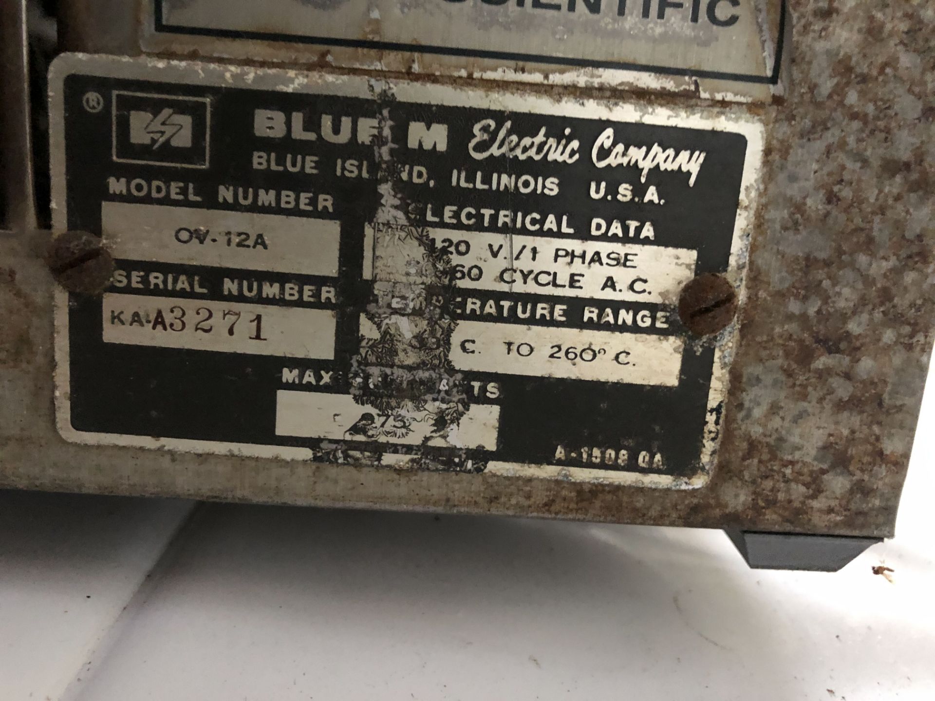 Blue M Electric Oven, Model #OV-12A, S/N #KAA3271 - Image 3 of 4