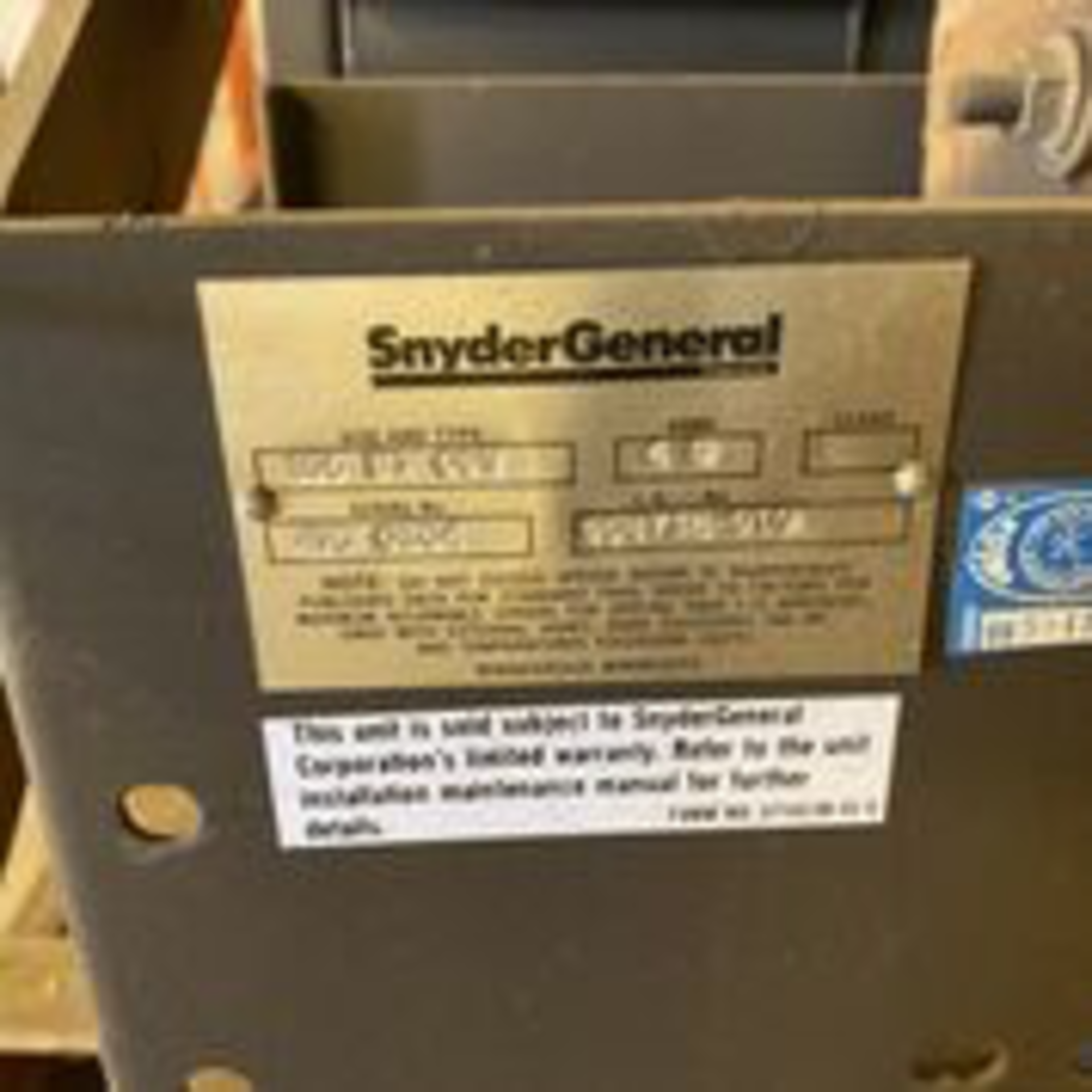SnyderGeneral Blower Fan Model 105 BI CCW . LOADING FEE $50 - Image 5 of 6