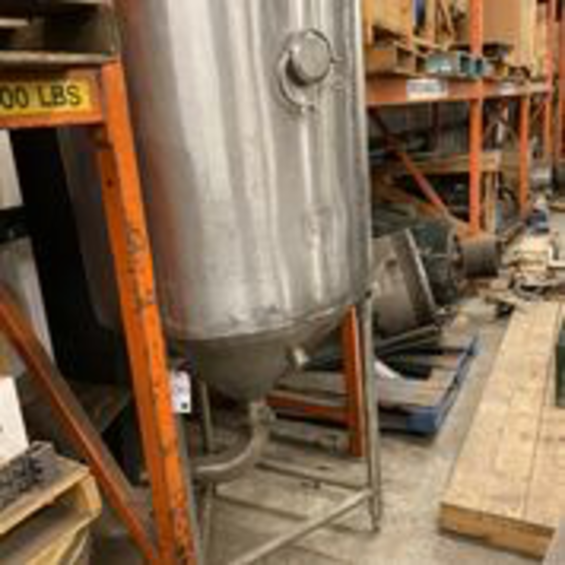 Stainless Single Wall Tank Center Cone Bottom Discharge Open Top. LOADING FEE $150