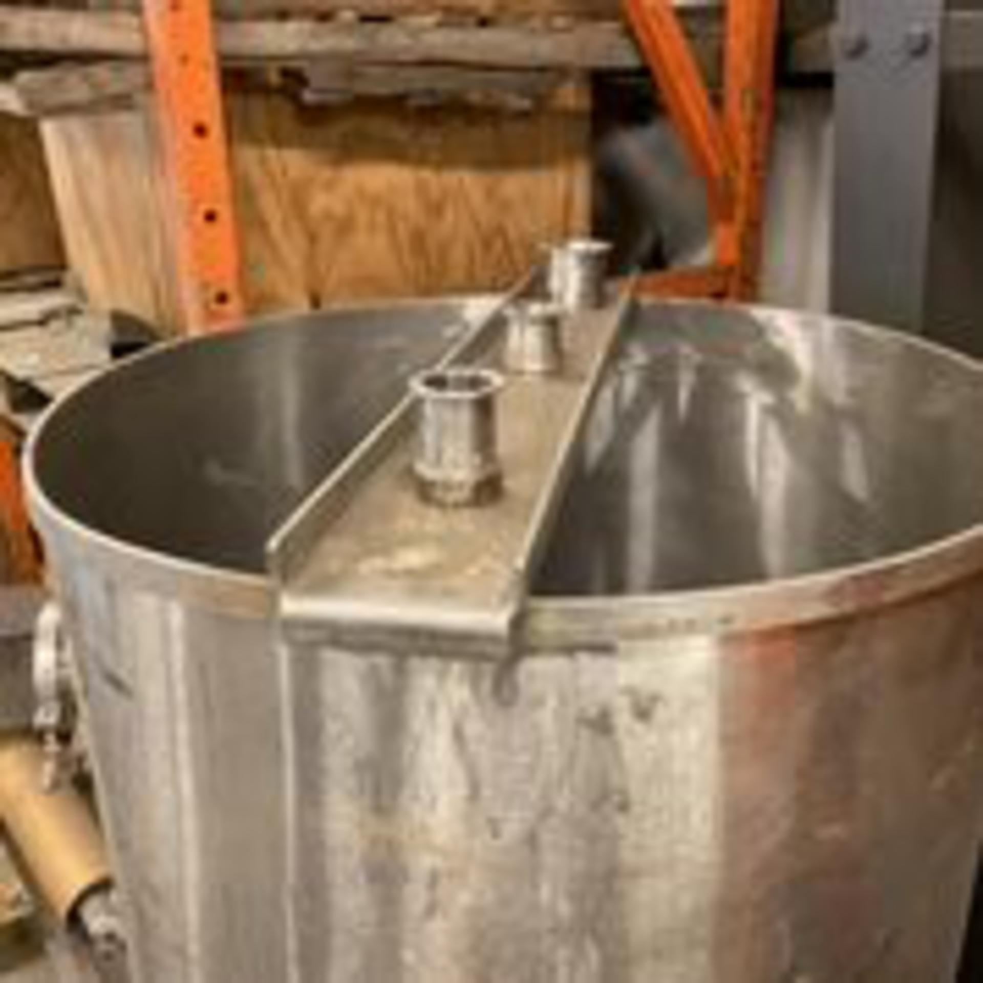 Stainless Single Wall Tank Center Cone Bottom Discharge Open Top. LOADING FEE $150 - Image 6 of 6