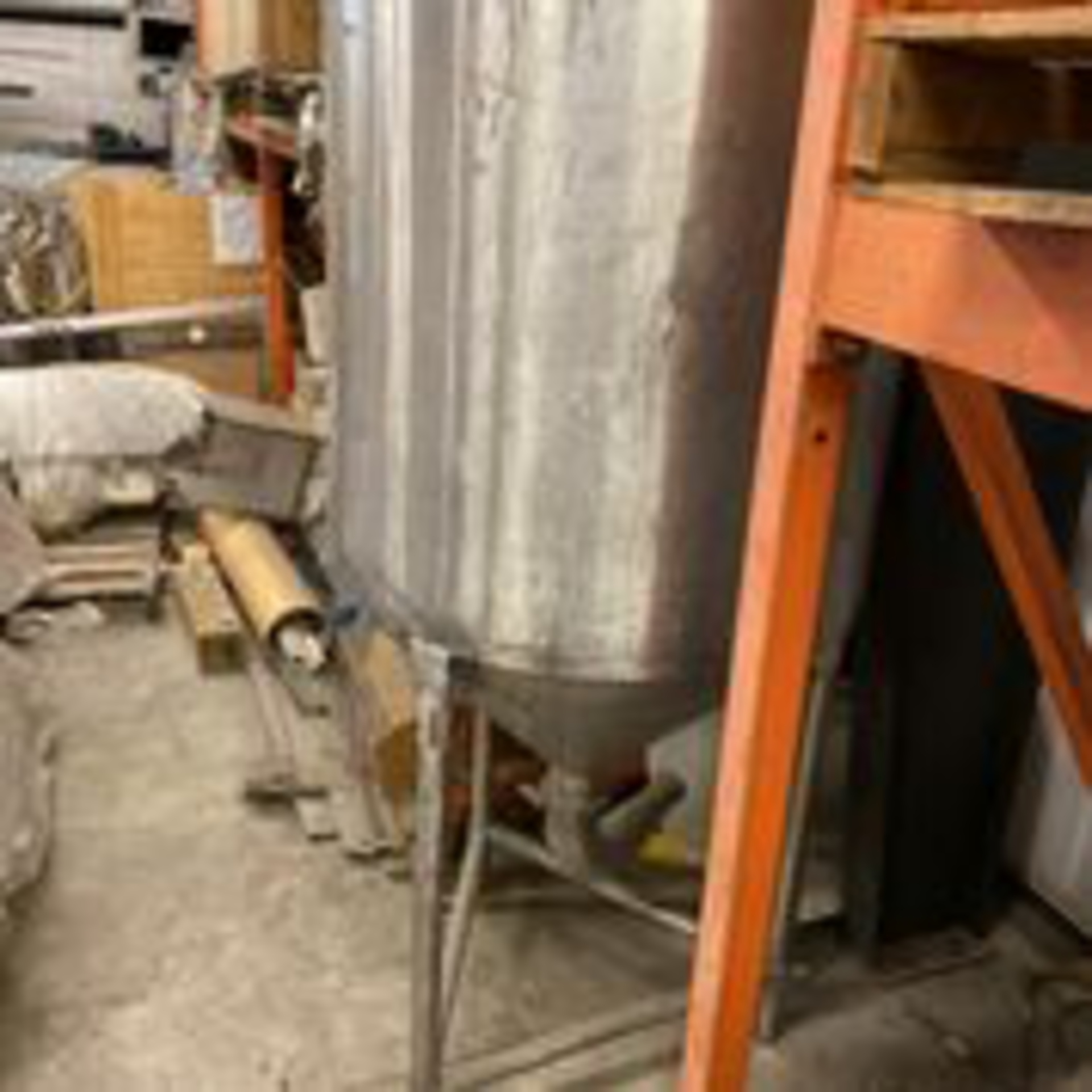 Stainless Single Wall Tank Center Cone Bottom Discharge Open Top. LOADING FEE $150 - Image 5 of 6