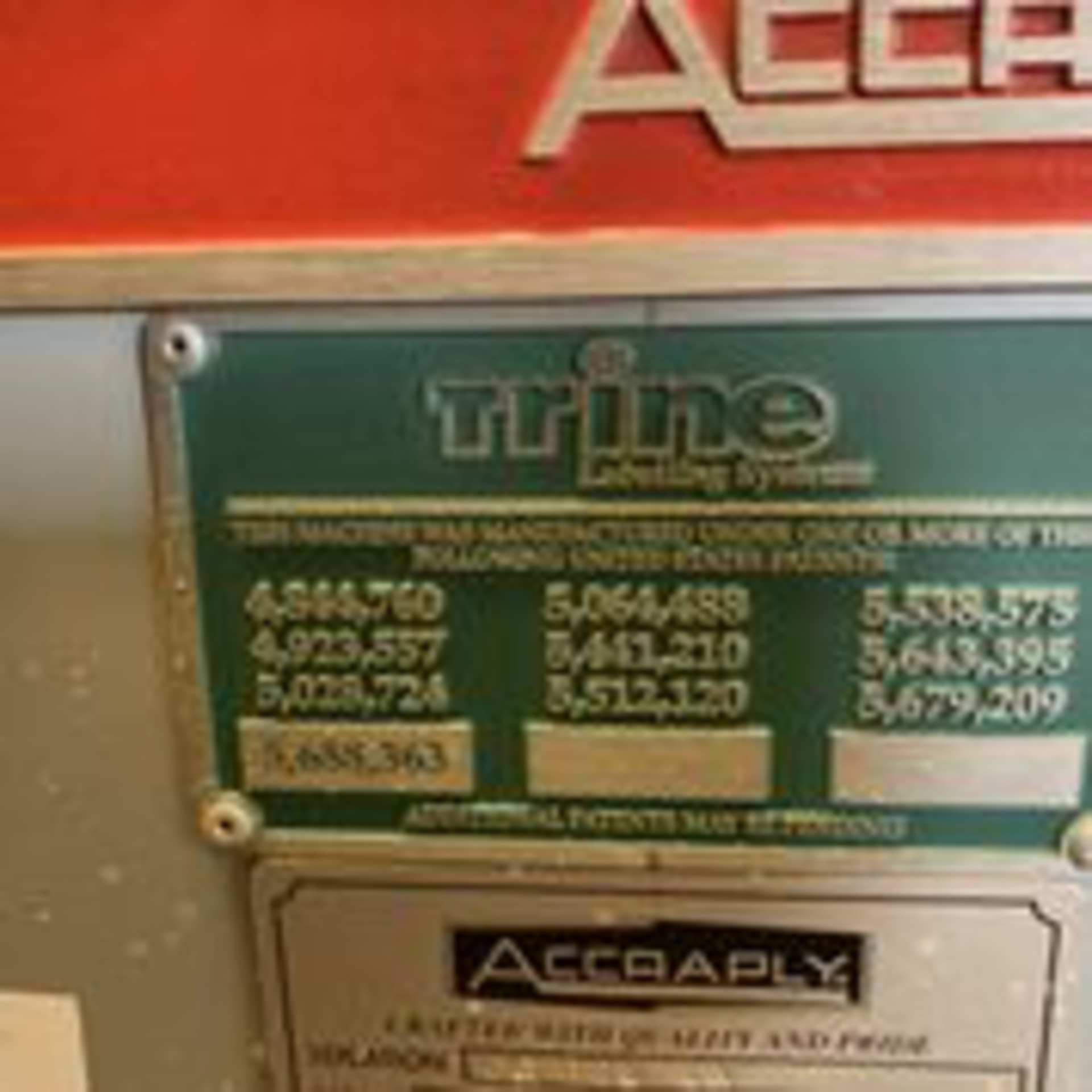Accraply Trine Labler Model 4500GS S/N MSN05935 . LOADING FEE $300 - Image 12 of 13