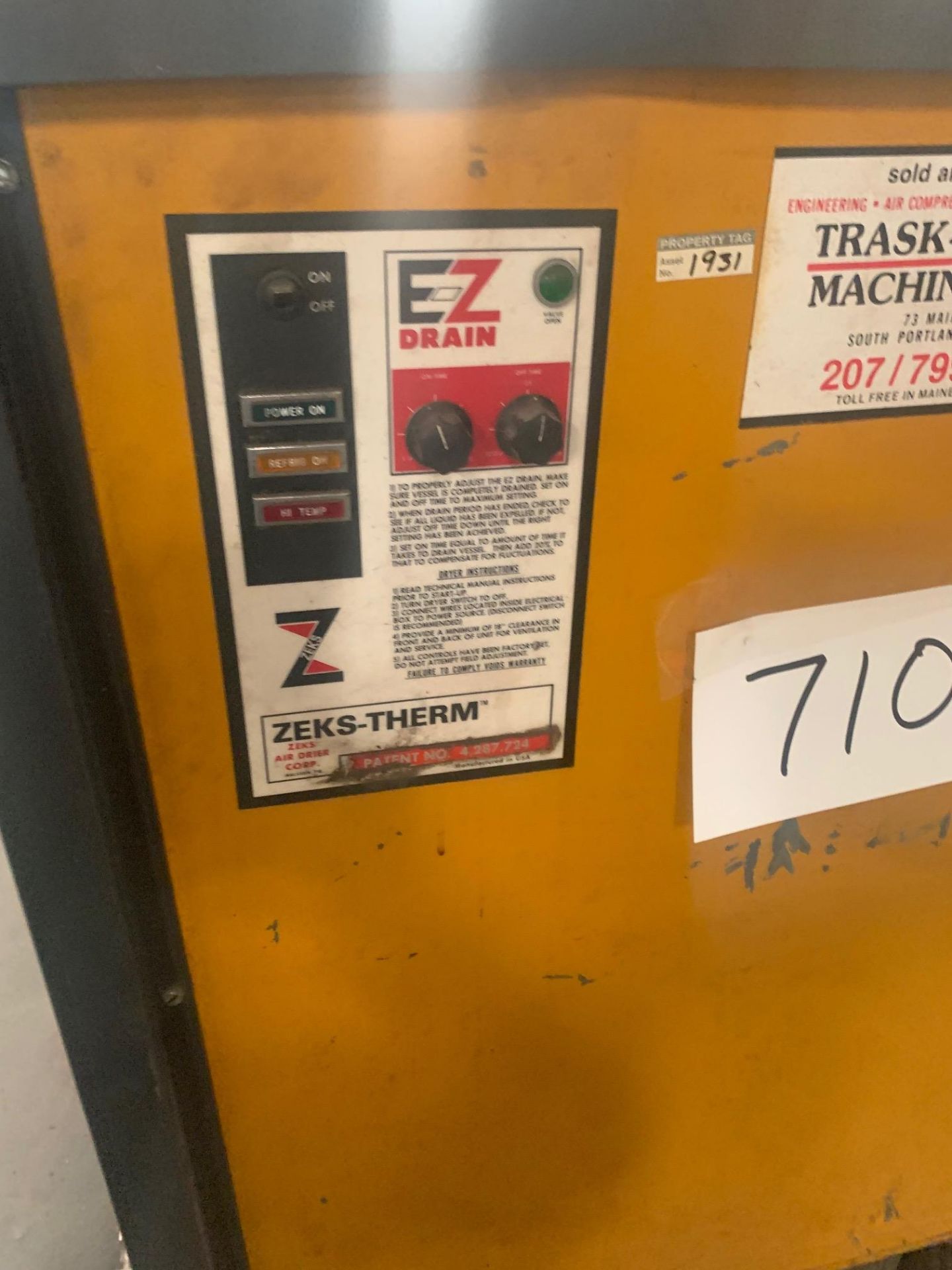 Zelda Air Dryer compressor model 250H se 16237 volt 460 , Rigging Fee: $50 - Image 5 of 9