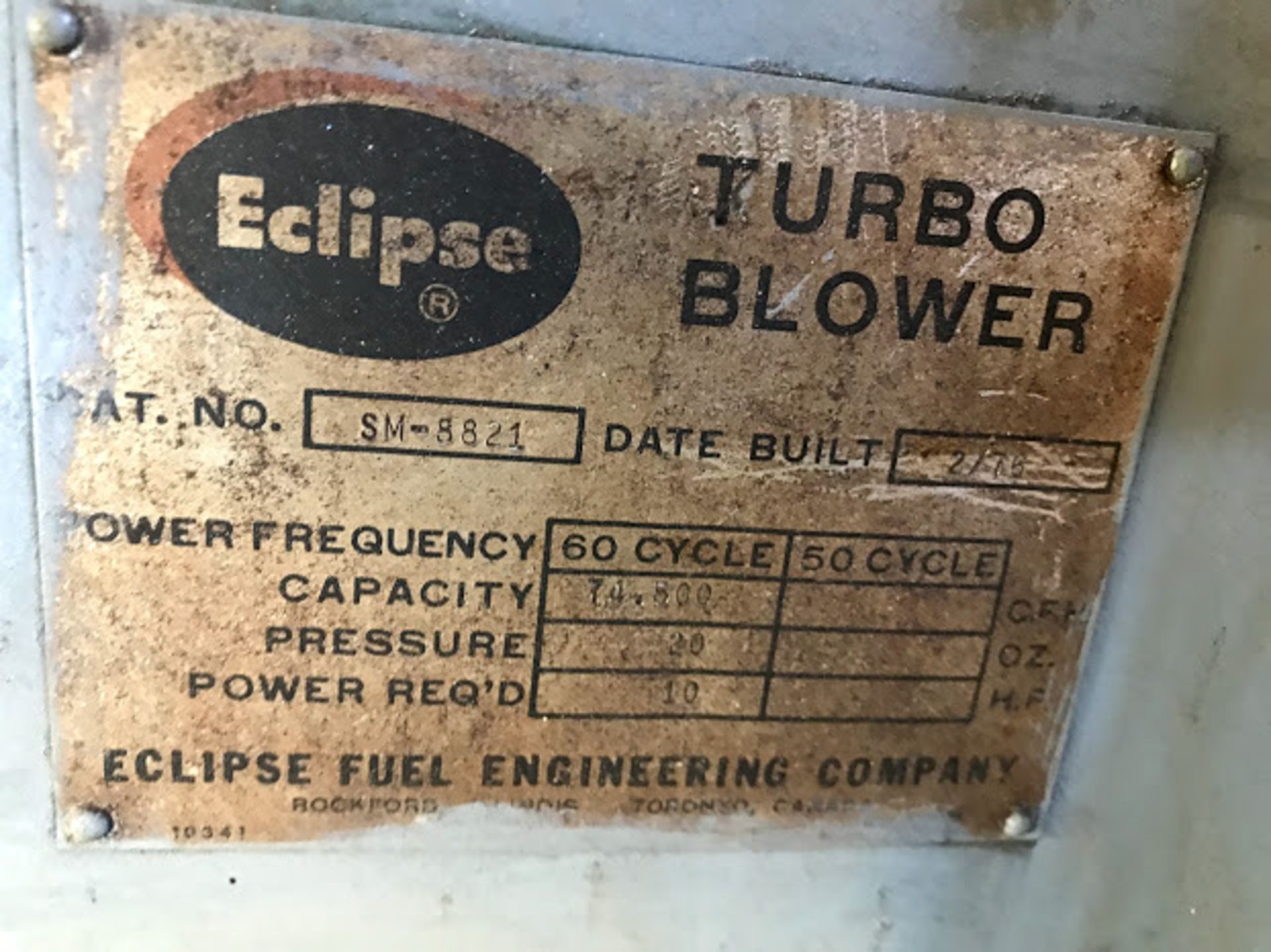 Turbo Blower Model # SM-8821, 575V, 60 Hz, Rigging Fee: $25 - Image 6 of 6