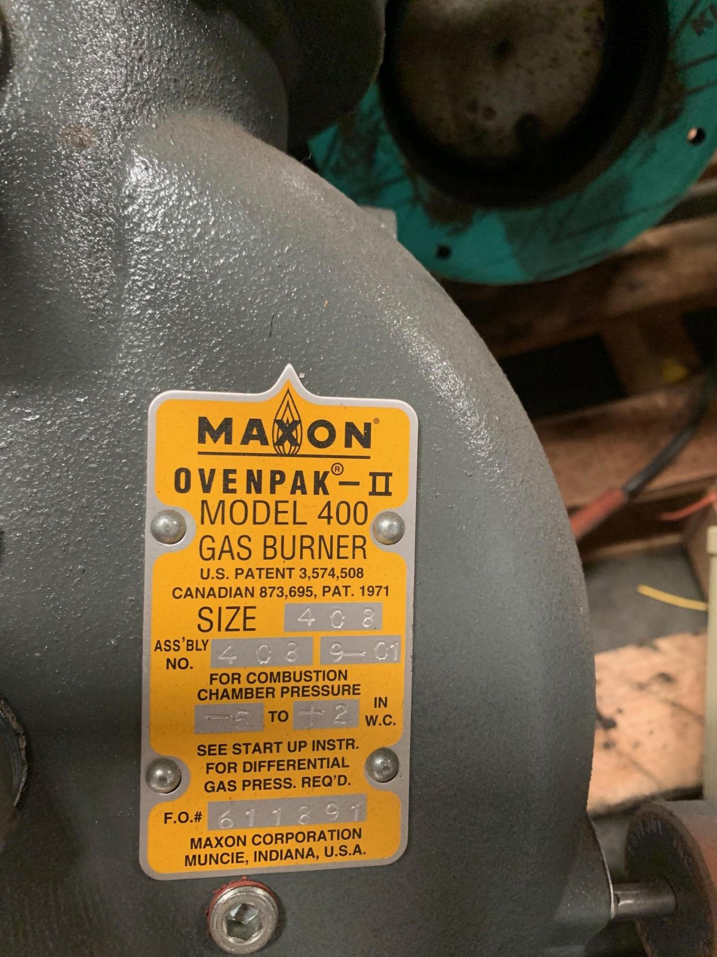 MAXON Gas Burner Modulate Completed System Model 4000 Oavenpak II Size 408 Ass’Bly 408-9 01 - Image 3 of 4