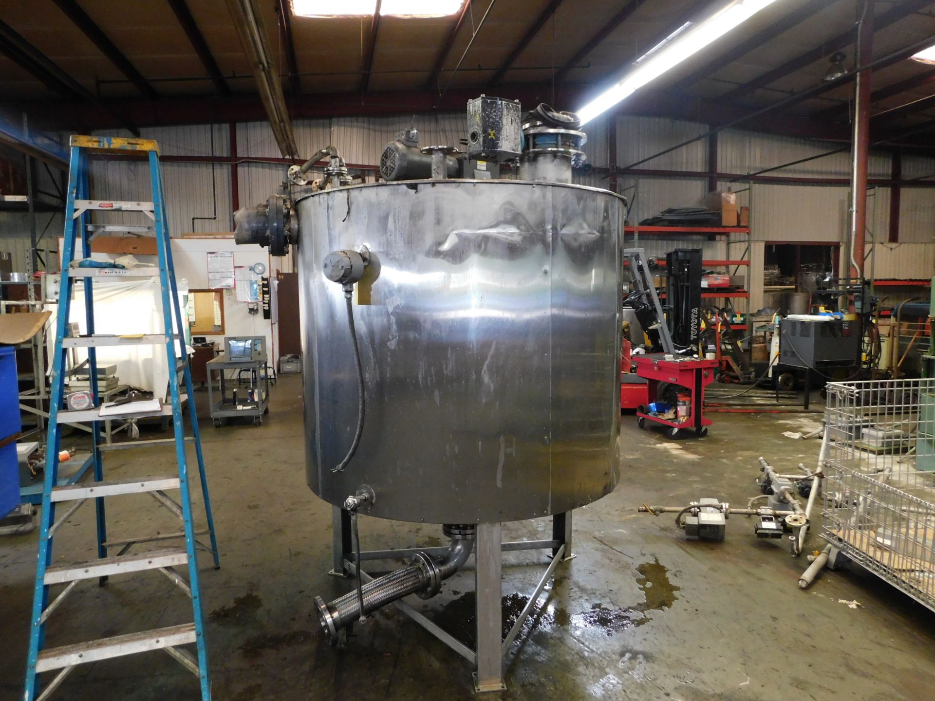 Stainless Steel Tank, 64 inches Diameter, 52.5 inches Height, Agitator/Mixer, Discharge Bottom, - Image 2 of 3