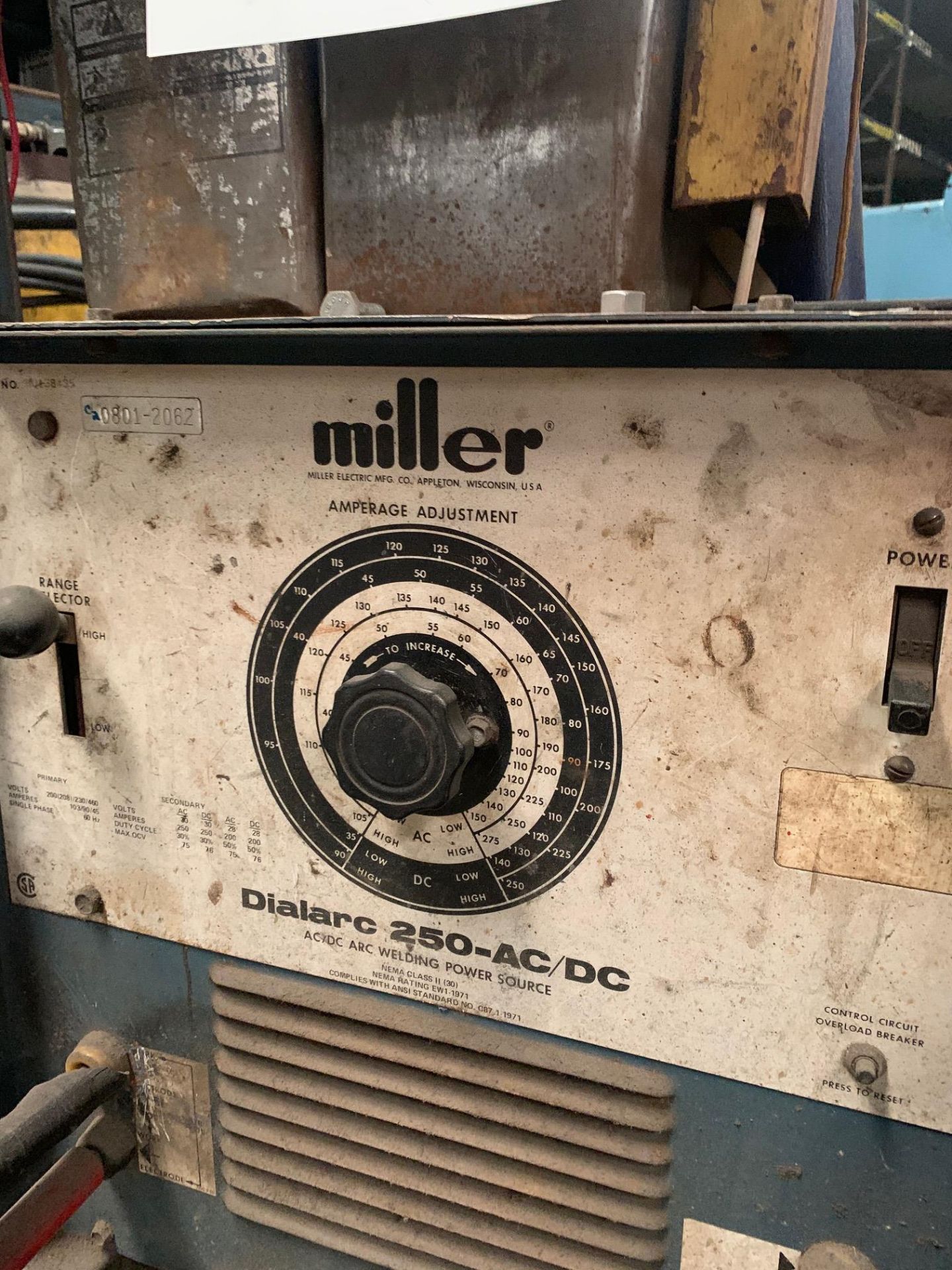 Miller Welding Dialarc 250 AC/DC Serial 1N138435. Volts 208/460 AC 250 Amps. AC / DC, Rigging - Image 3 of 8