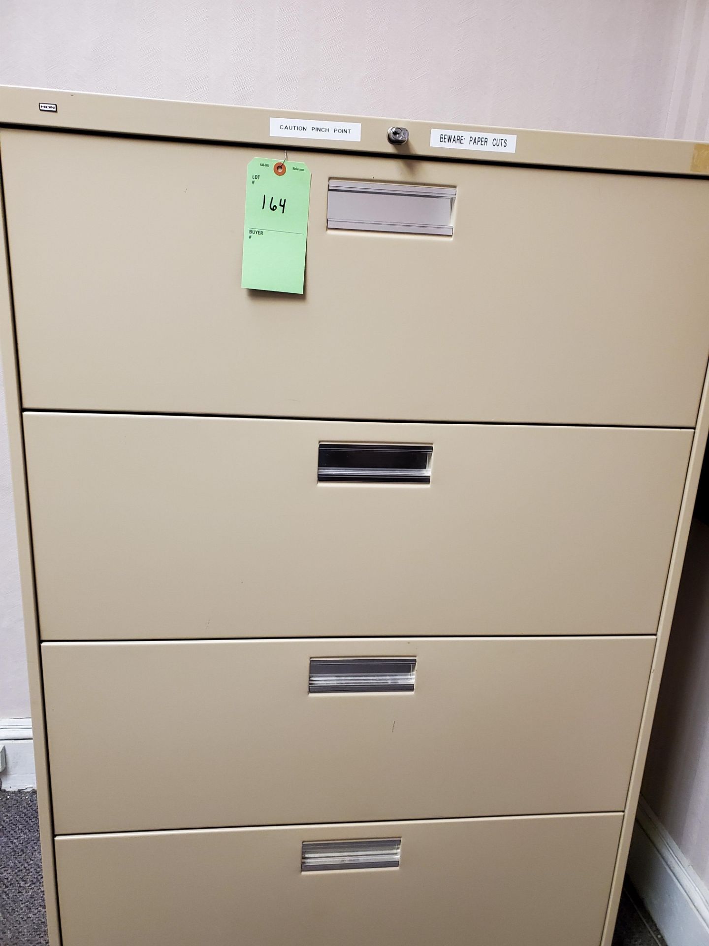 Metal File Cabinet 4 Drawer, with lock but NO key, 42W, 53H, 19.25D