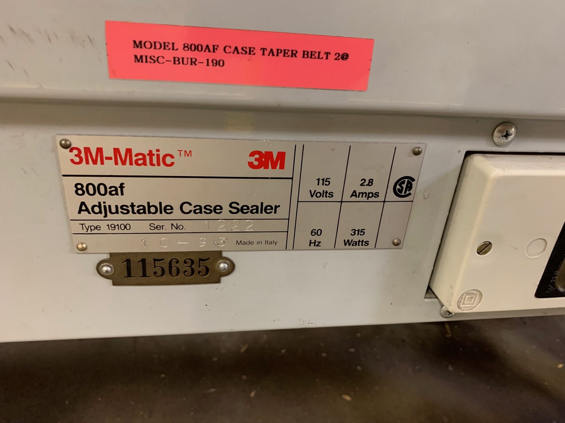 (Located in Burlington WI) 3M- Matic Top and Bottom Case Taper Model 800AF Type. RIGGING FEE: $1900 - Image 7 of 10