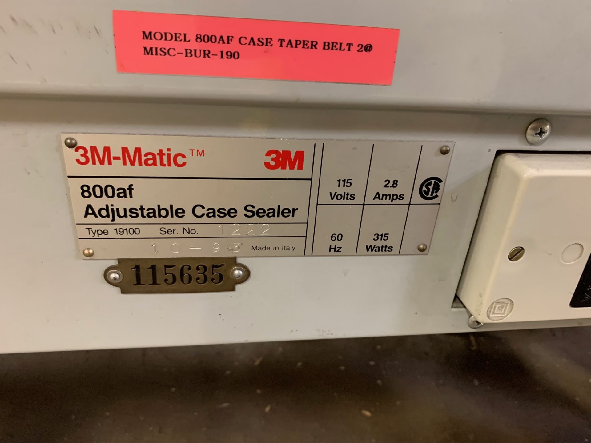 (Located in Burlington WI) 3M- Matic Top and Bottom Case Taper Model 800AF Type. RIGGING FEE: $1900 - Image 8 of 10