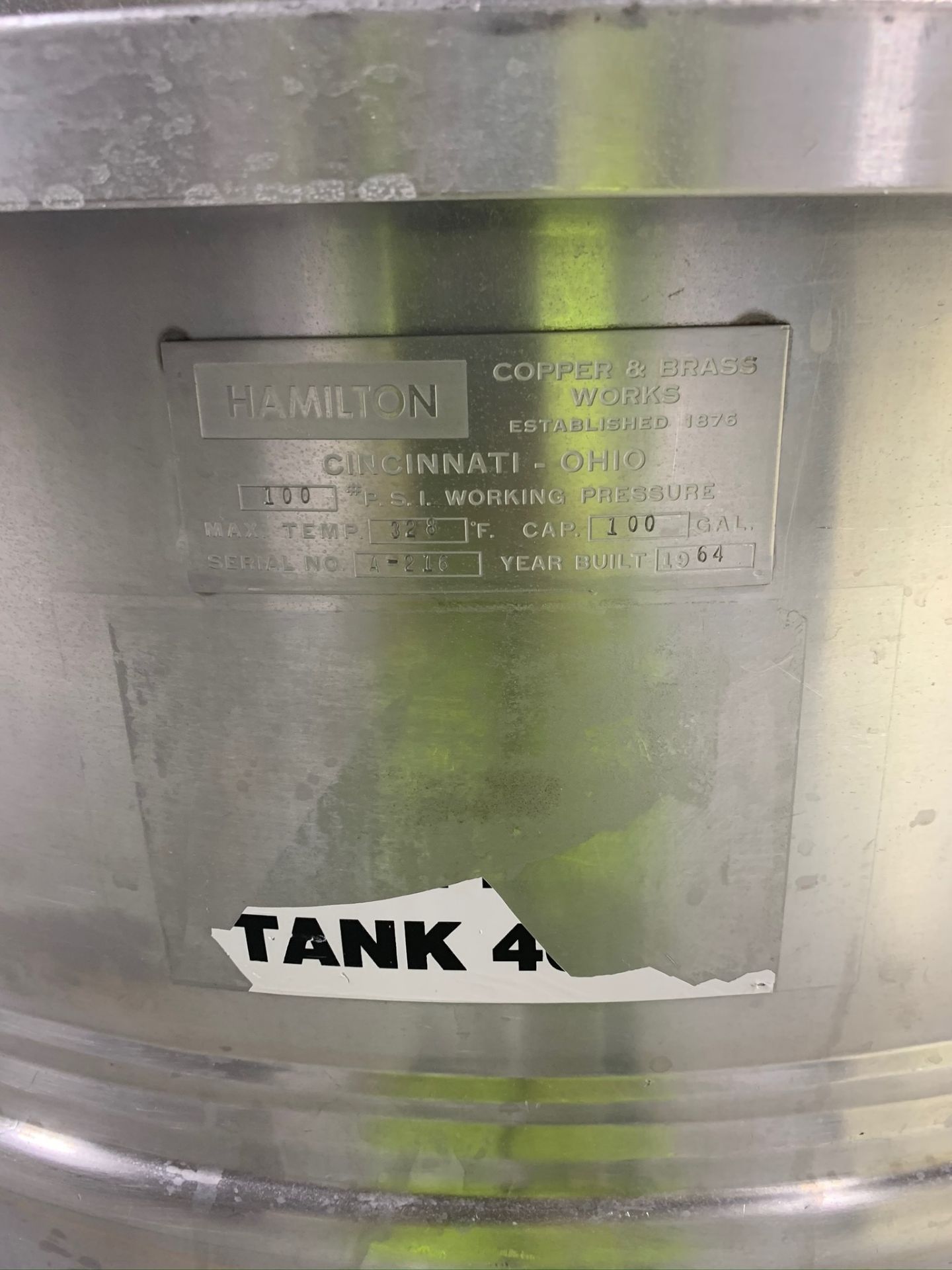 (Located in Bloomington, IL) Hamilton Kettle 100 Gallon S/N A-216. RIGGING FEE: $2000 - Image 3 of 8