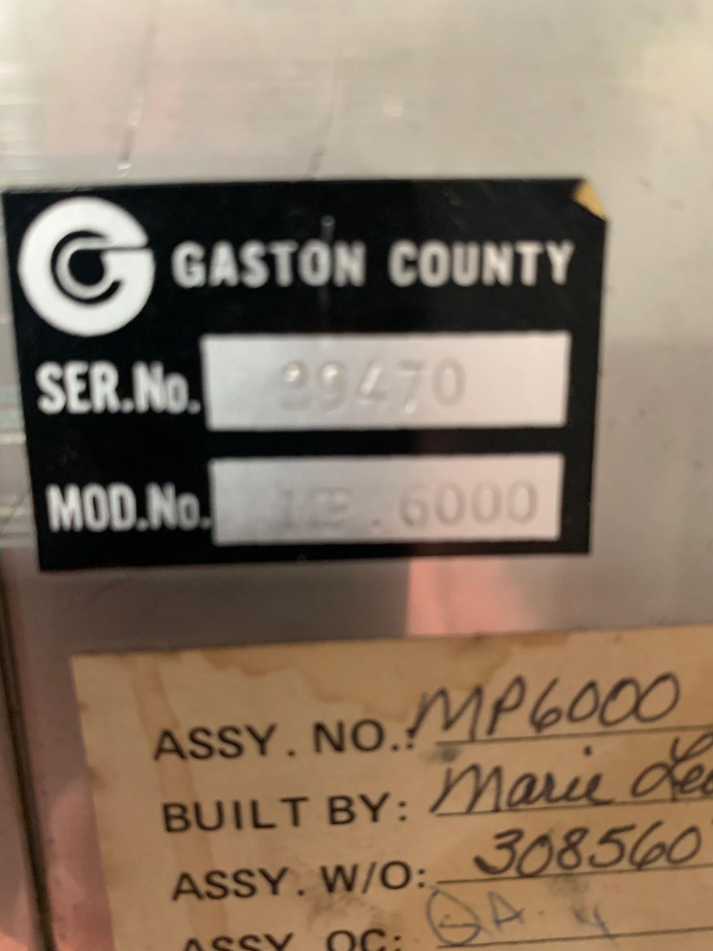 GASTON COUNTY Panel MP 6000 serial 99470 Assembly W/o 308560 - Two Panels, Rigging Fee: $25 - Image 10 of 10
