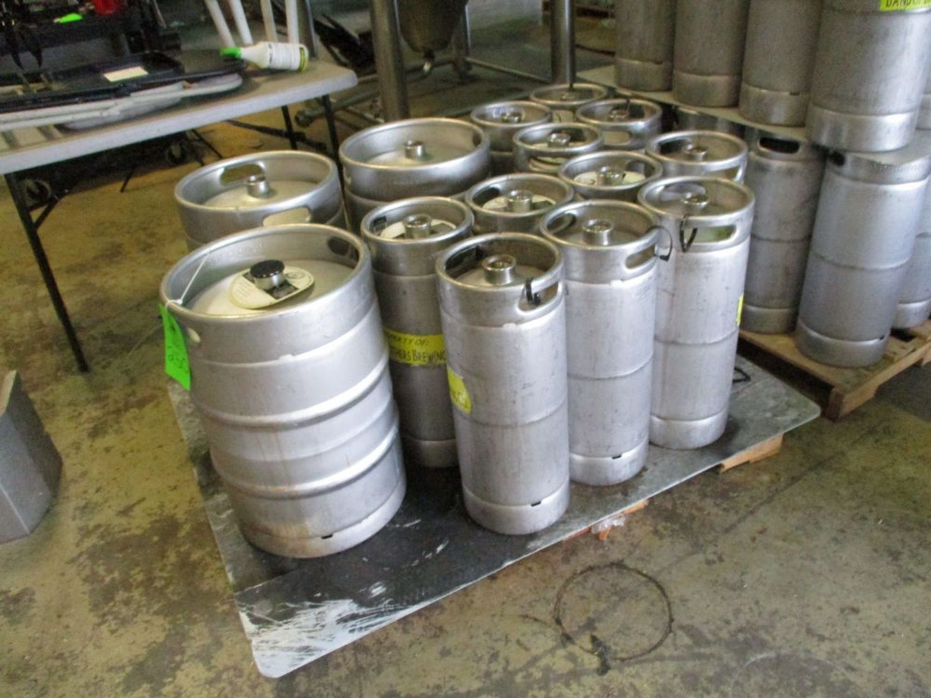 LOT OF 11 1/6 and 3 1/2 barrel kegs with Sankey fitting and stencil with BAND OF BROTHERS ***