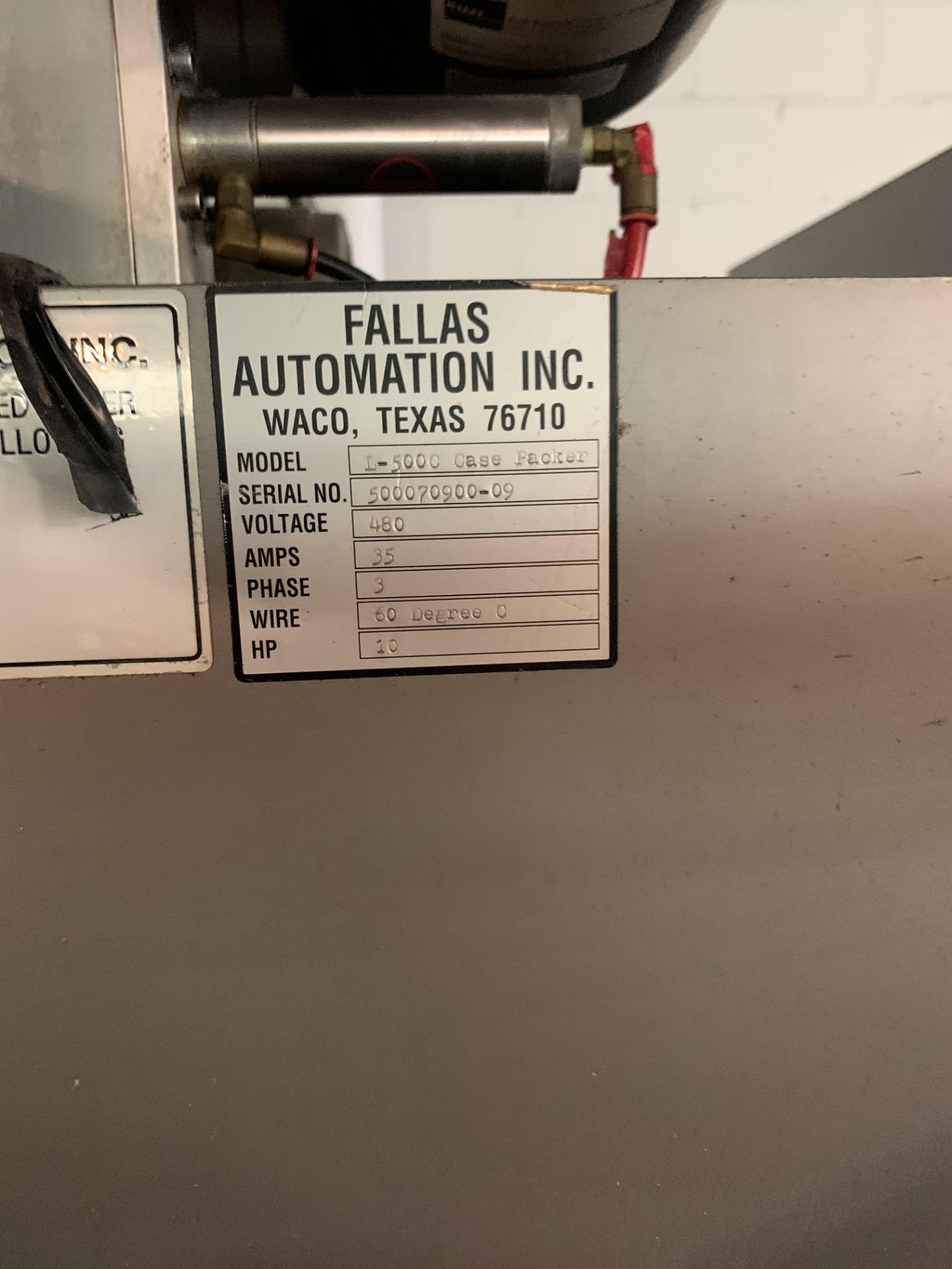 Fallas Automation Case Packer Model L-500C S/N 500070900-09, Loading Fee $300 - Image 3 of 6