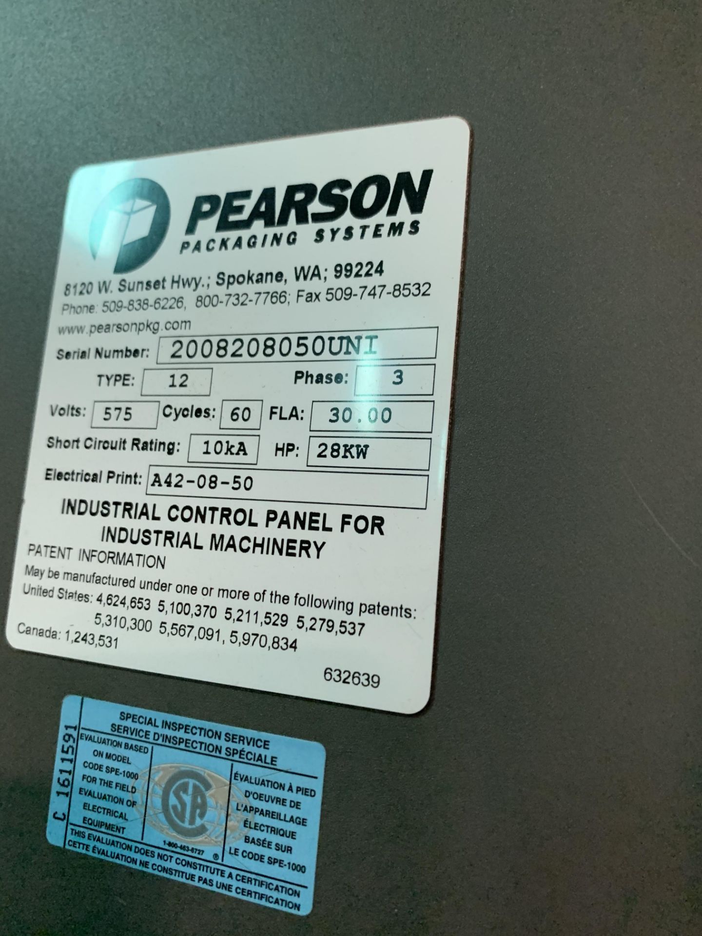 Pearson Casepacker S/N 2008208050UNI, Loading Fee $275 - Image 3 of 12