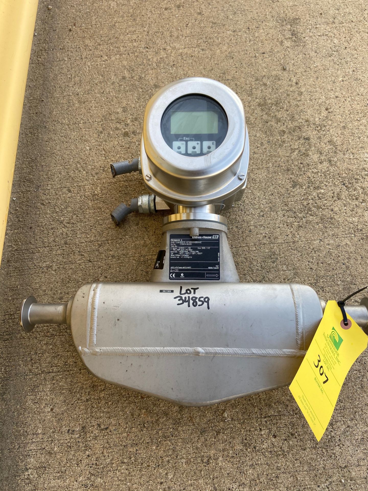 Endress+Hauser Flow Meter, Serial# C3061A16000, .5" (Located in Oelwein, IA) (Rigging & Loading: $25