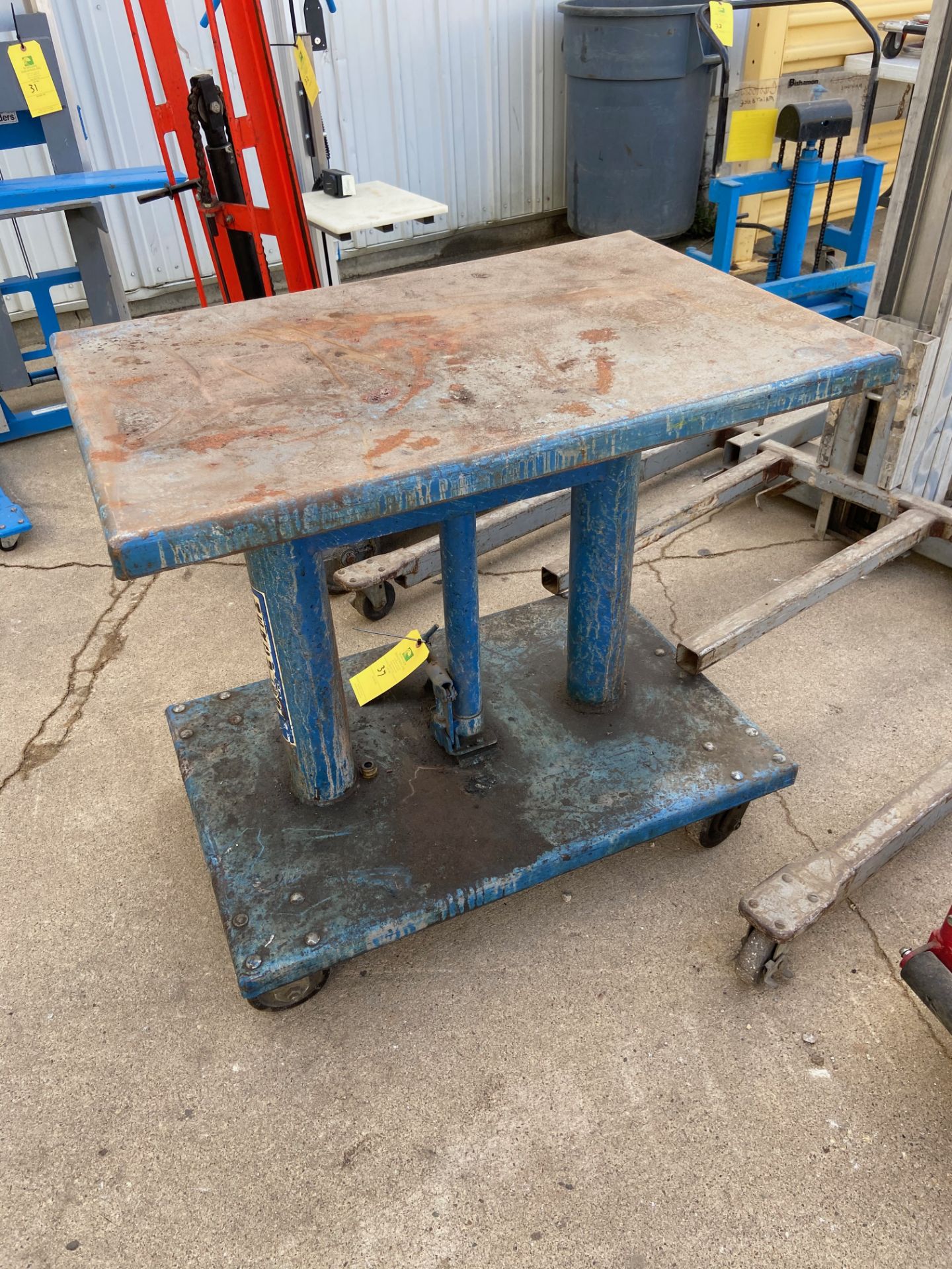 Hercules Metal Table on Casters, Max Capacity 2000 lb (Located in Oelwein, IA) (Rigging & Loading: $