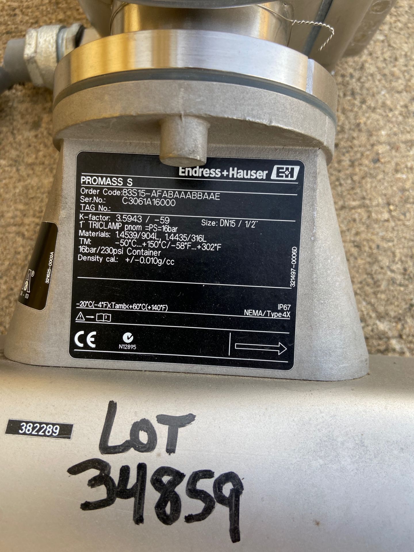 Endress+Hauser Flow Meter, Serial# C3061A16000, .5" (Located in Oelwein, IA) (Rigging & Loading: $25 - Image 2 of 3