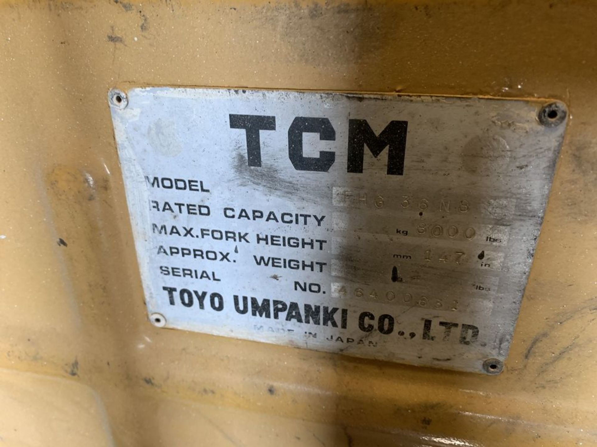 Located in Canon City CO: TCM Forklift, 8,000lbs, lp, approx 6' forks, currently underpower and in - Image 5 of 5