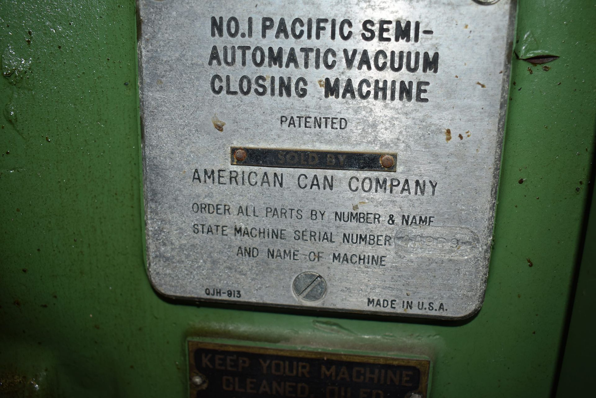 (Located in Mendota, IL) Pacific #1 Semi-Automatic Vacuum Closing Machine - Image 2 of 2