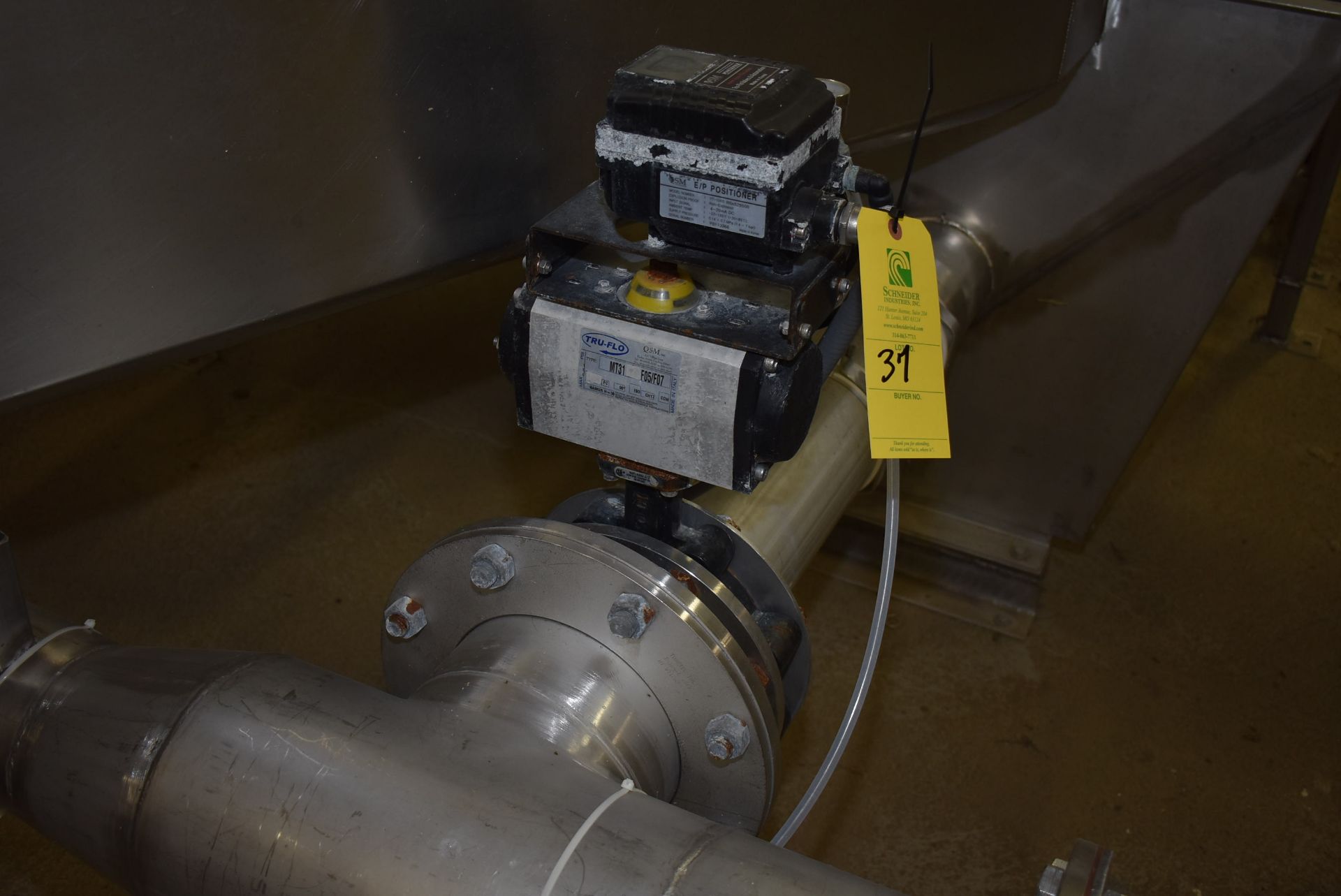 (Located in Mendota, IL) OSM Model #YT-1000 Electro-Pneumatic Positioner, Tru-Flo Valves and - Image 2 of 3