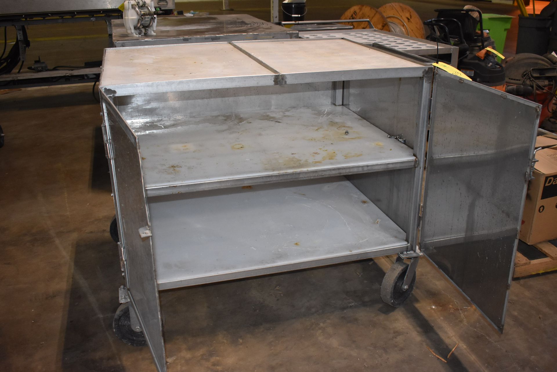 (Located in Mendota, IL) SS Table/Cabinet, 2-Door, 48" x 36", Casters - Image 2 of 2