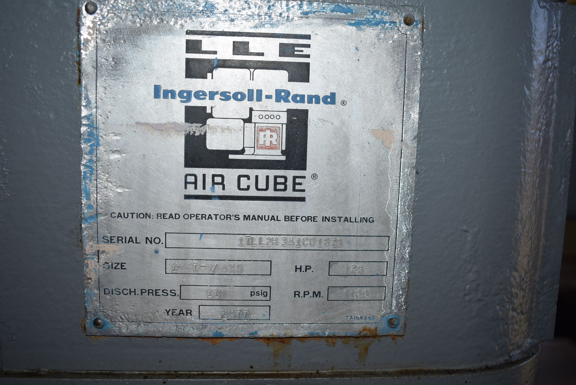 (Located in Mendota, IL) Ingersoll Rand Model #LLE-2HS/125 HP Water Cooled Air Compressor, Rated 570 - Image 2 of 3