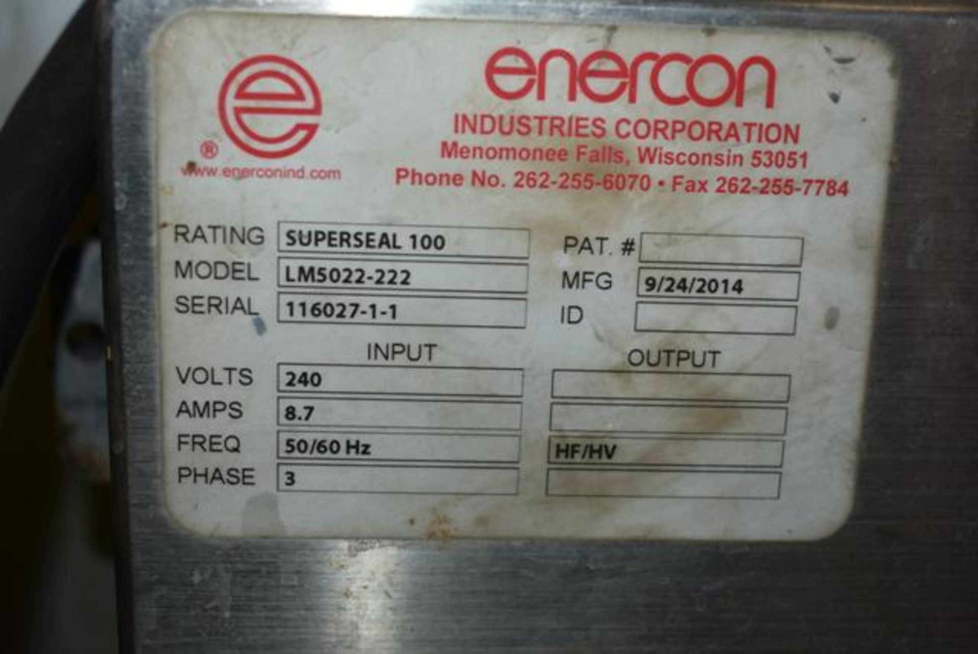 Enercon Model #LM5022-222 Super Seal 100 Sealer - Image 2 of 2