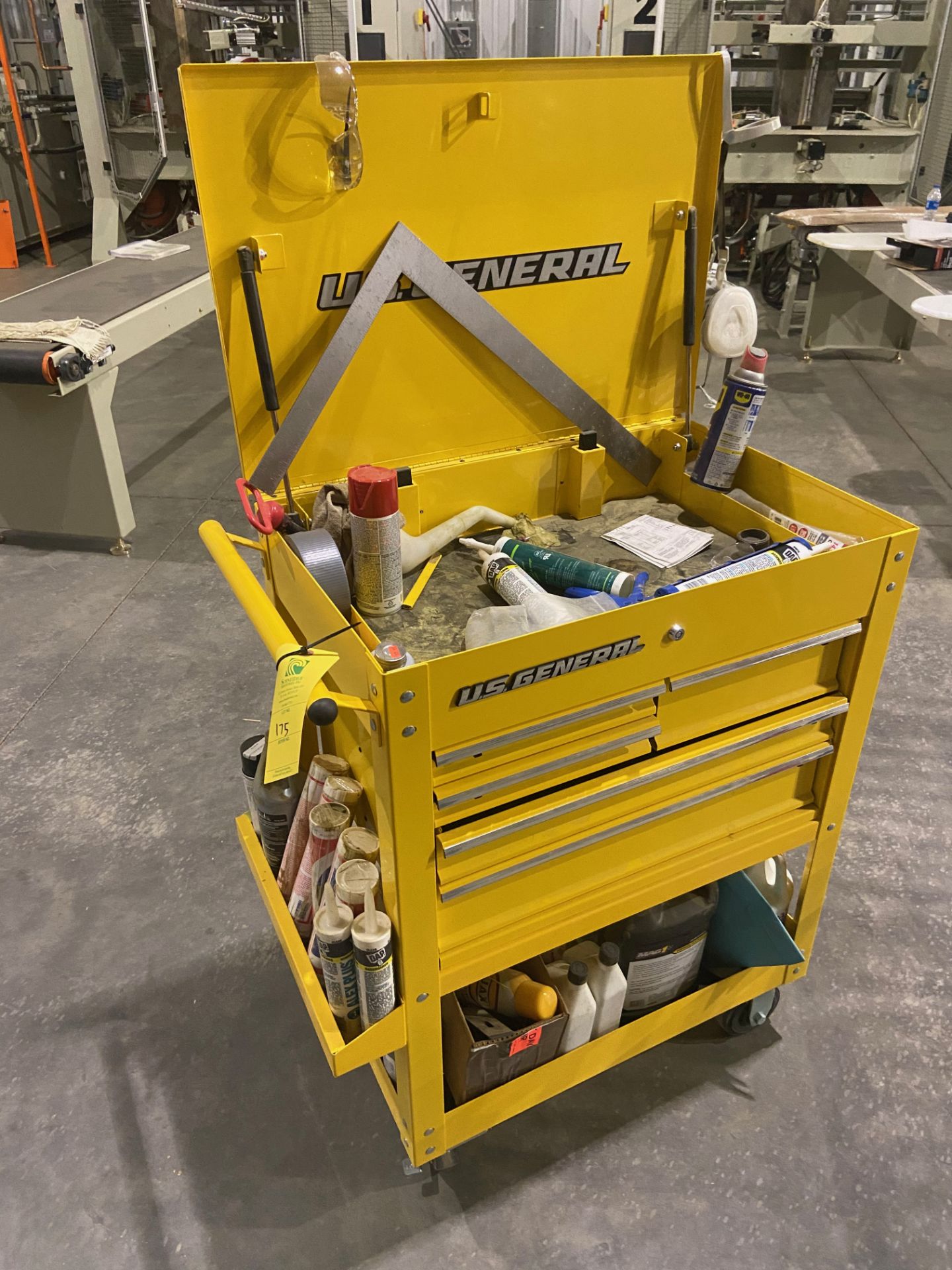 U.S. General Mechanic's Cart on Casters and Contents, 30", 5 Drawer, Rigging Fee: $20