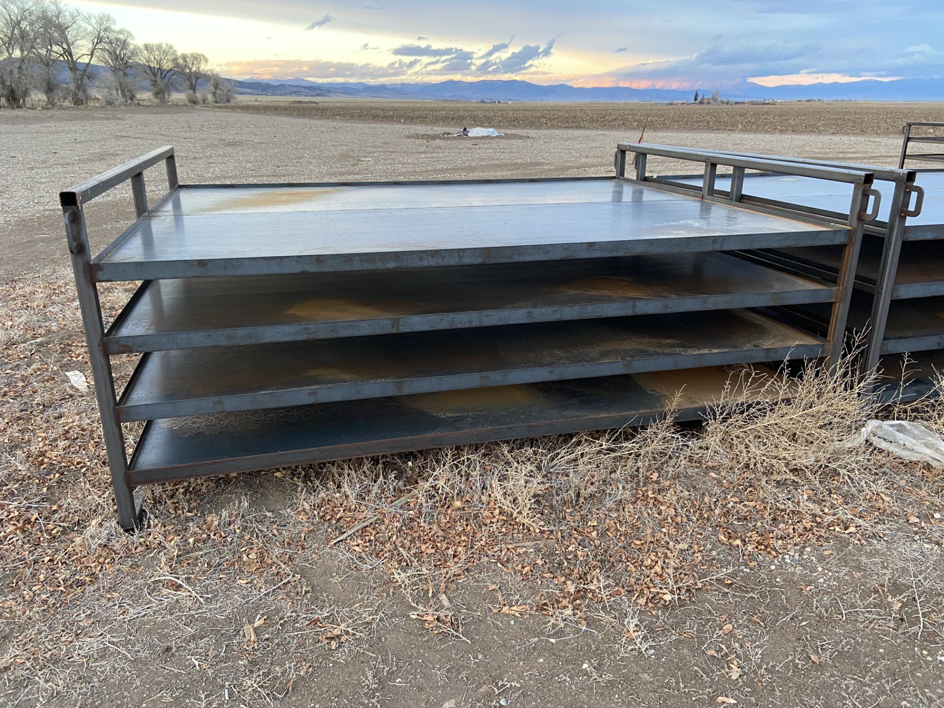 Metal Tables w/ Shelving, 90" Wide x 116" Long x 50" Tall, Qty 7, Rigging Fee: $100 - Image 3 of 4