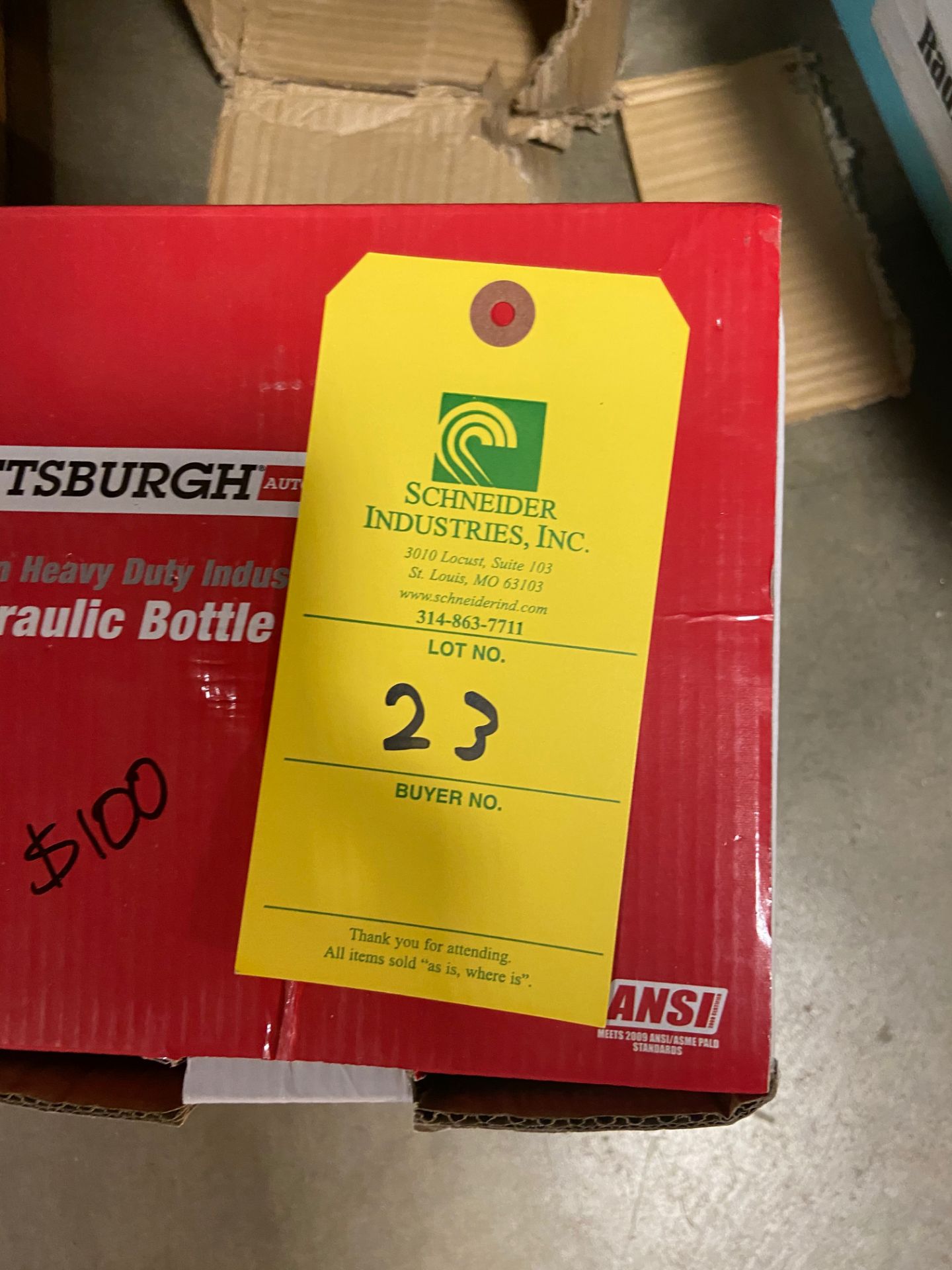 Pittsburgh Automotive Hydraulic Bottle Jack, 30 Ton, Rigging Fee: $10 - Image 2 of 2