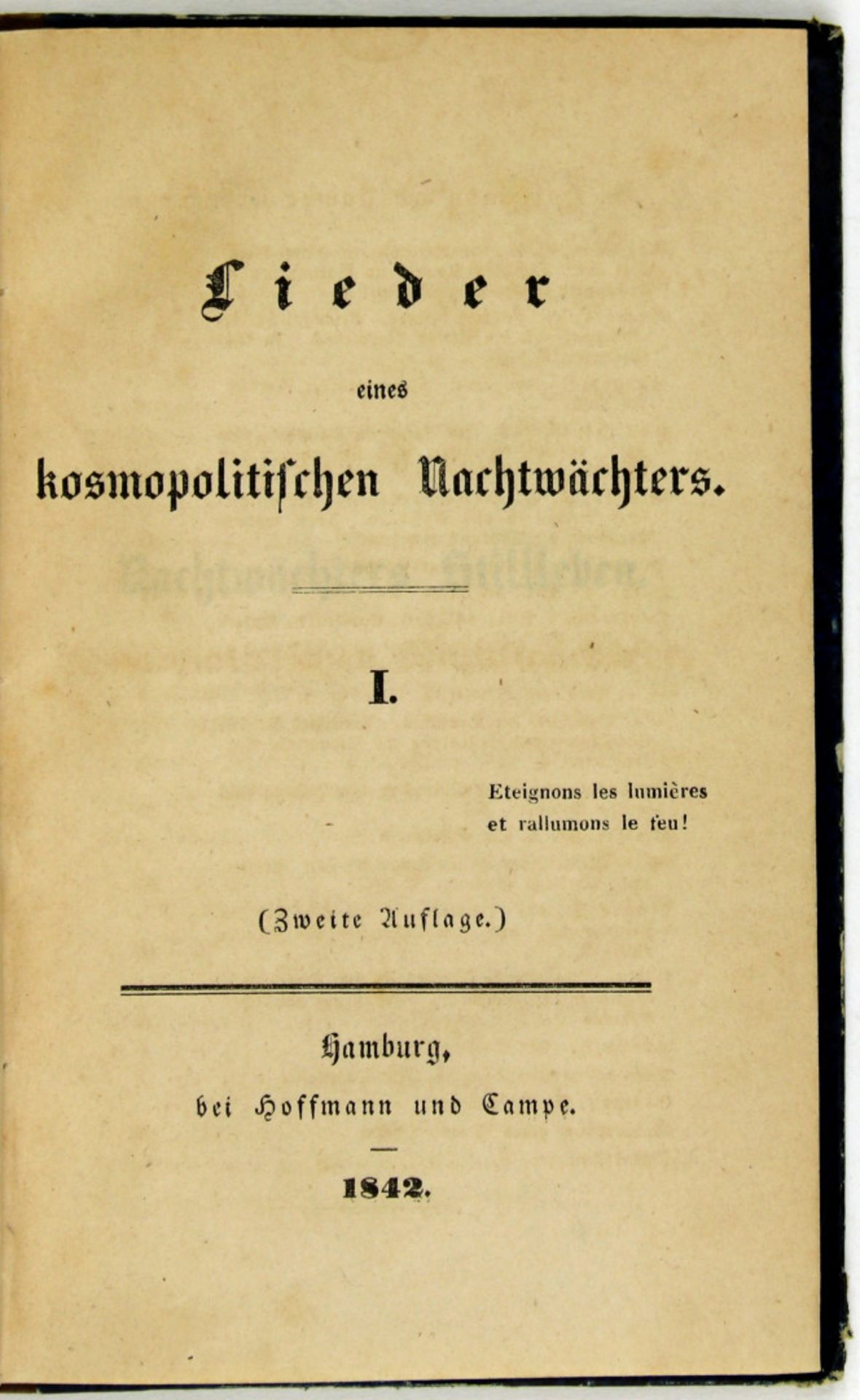 (Dingelstedt, Franz von): Lieder eines kosmopolitischen Nachtwächters. 2. Auflage. Teil 1 (alles