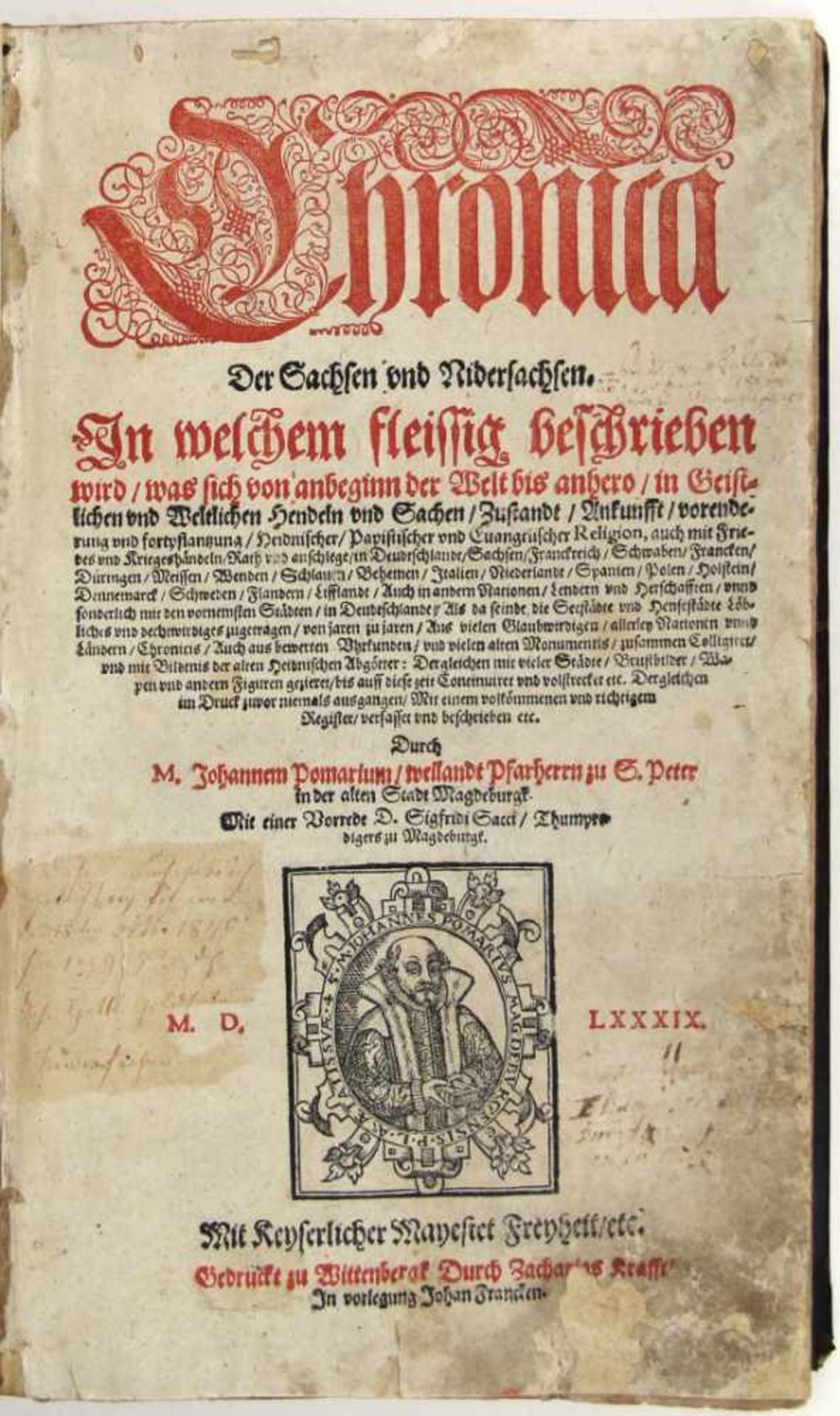 Pomarius, Johannes (d. i. Johann Baumgart) und Conrad Bote: Chronica der Sachsen und Nidersachsen.
