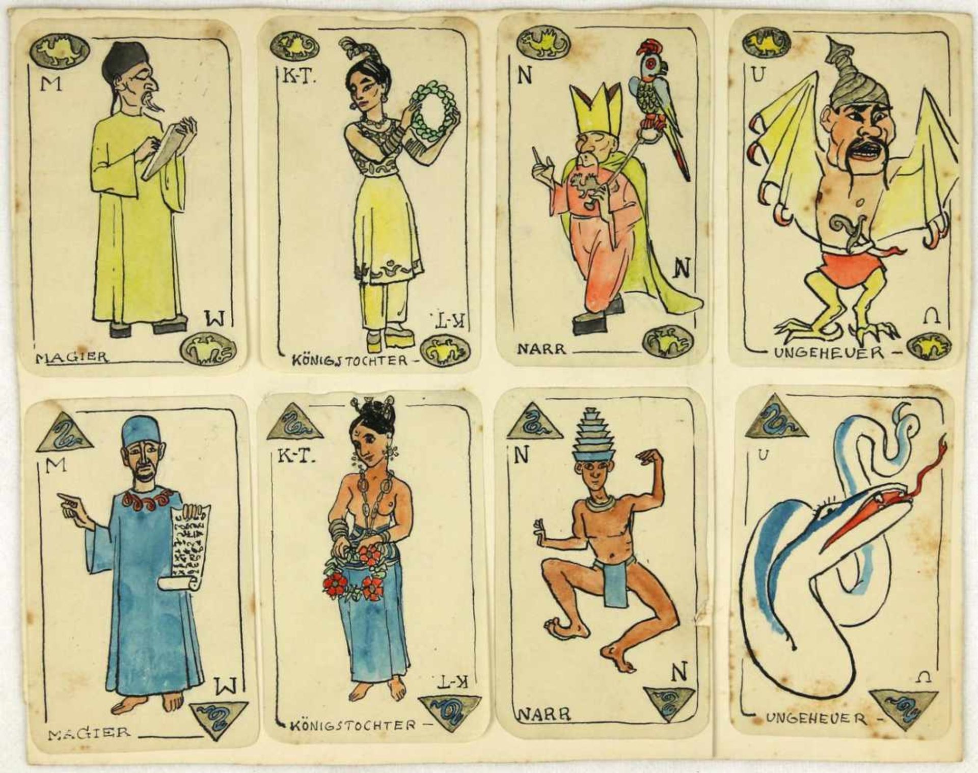 Güssow, Ulrich. (1907-1949): Märchen Kartenspiel. Entwurf für ein Kartenspiel mit 32 Karten. 32 - Bild 4 aus 4