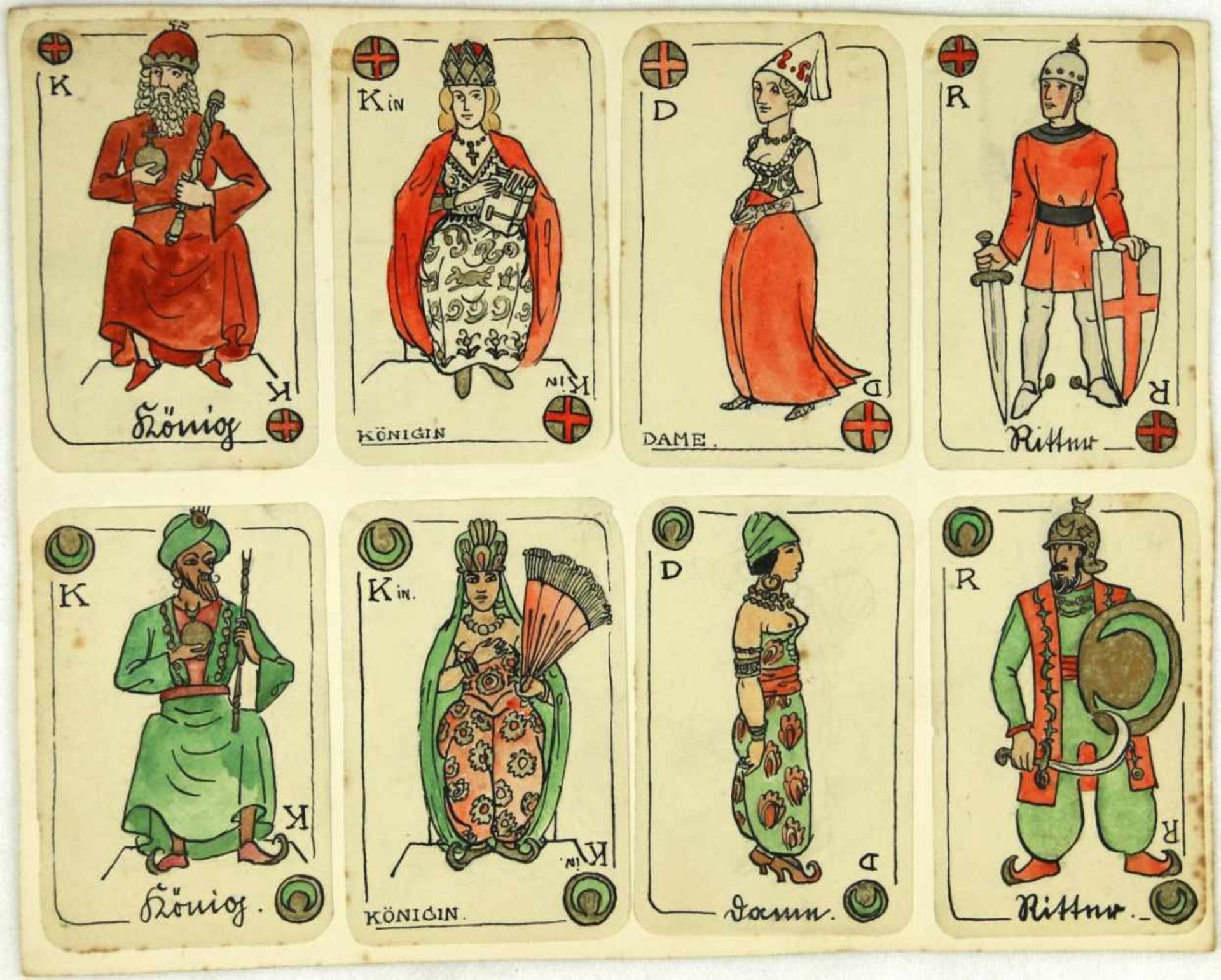 Güssow, Ulrich. (1907-1949): Märchen Kartenspiel. Entwurf für ein Kartenspiel mit 32 Karten. 32 - Bild 2 aus 4