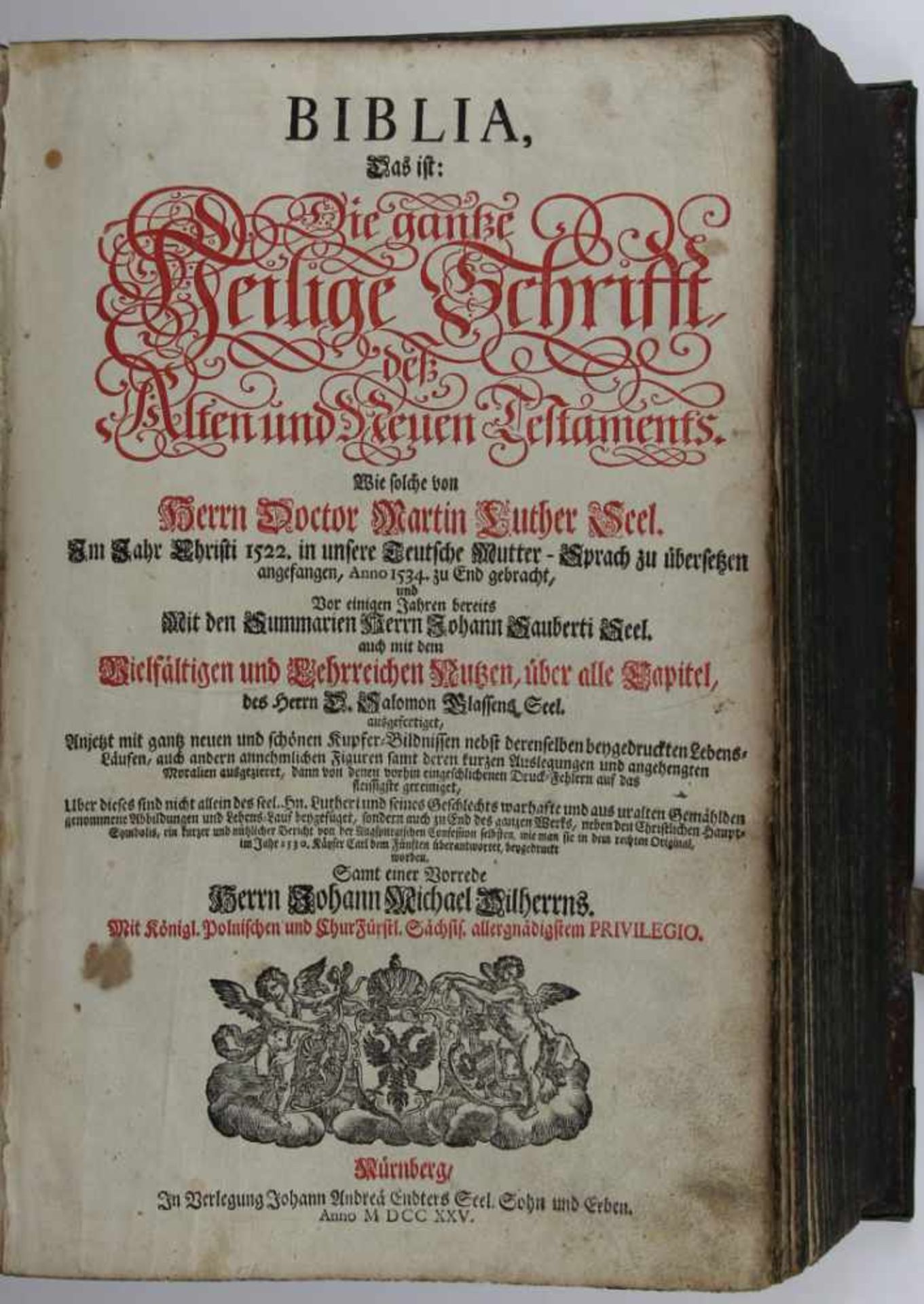 Bibeln. - Biblia, Das ist: Die gantze Heilige Schrifft, deß Alten und Neuen Testaments. Wie solche - Bild 2 aus 2