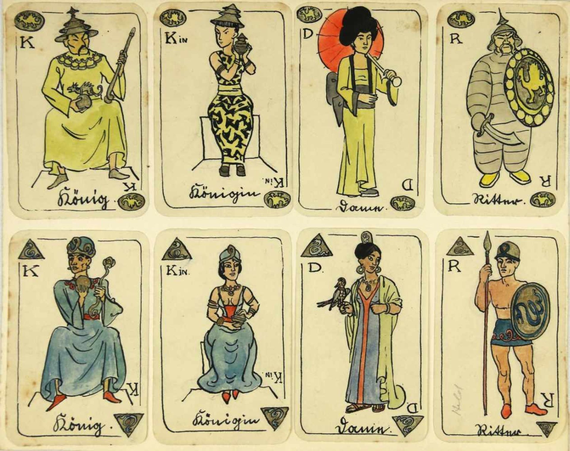Güssow, Ulrich. (1907-1949): Märchen Kartenspiel. Entwurf für ein Kartenspiel mit 32 Karten. 32 - Bild 3 aus 4