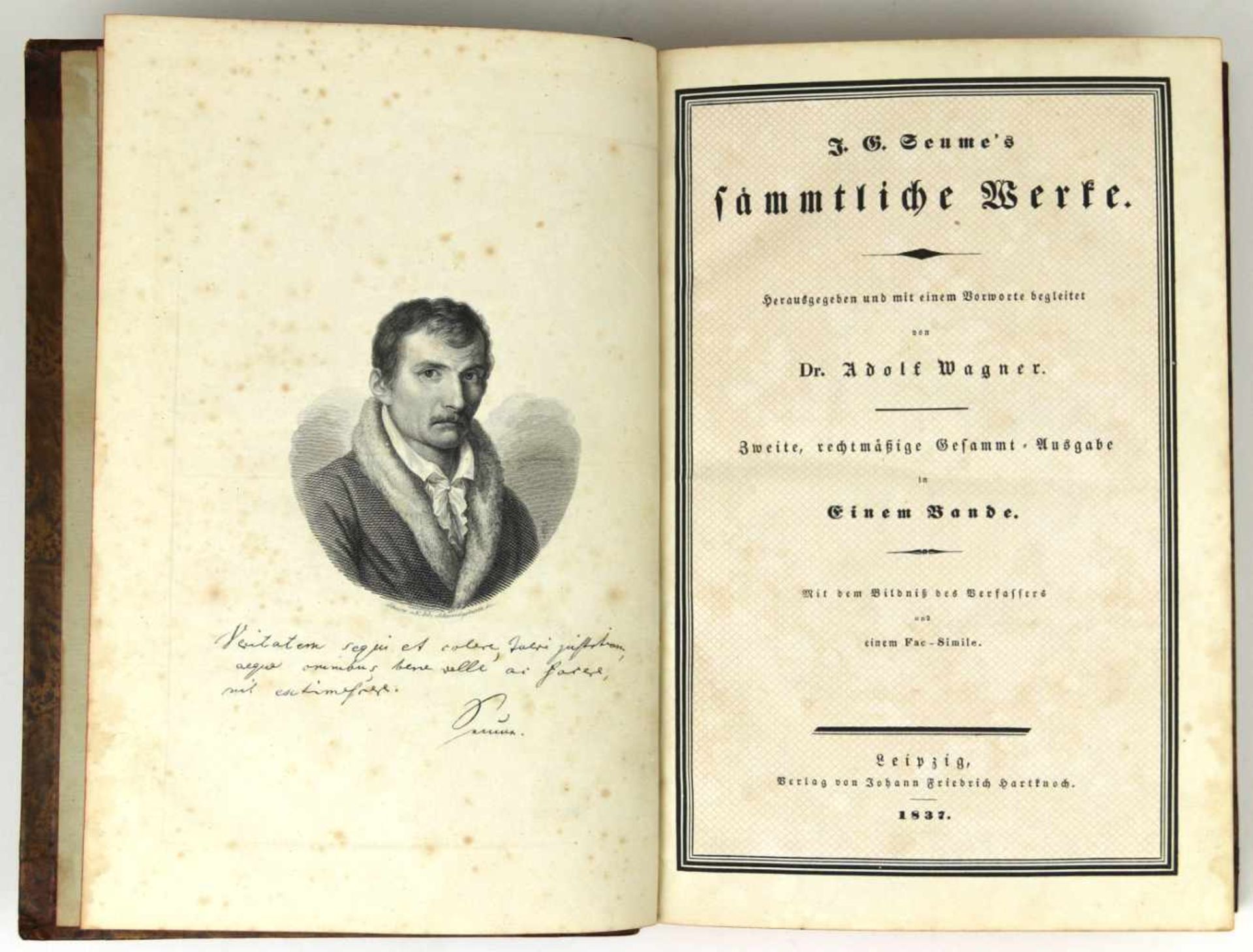 Seume, Johann Gottfried: Sämmtliche Werke. Herausgegeben und mit einem Vorworte begleitet von - Bild 2 aus 2