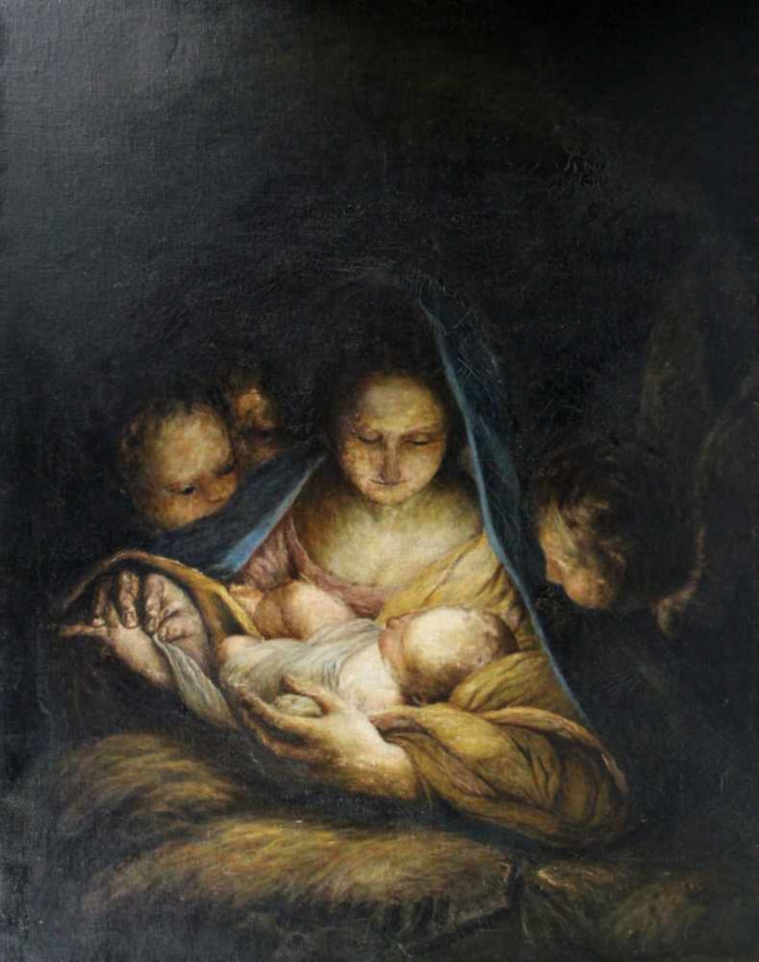 Maratta, Carlo. (1625-1713): Die Heilige Nacht. Kopie nach dem Gemälde. Öl auf Leinwand über