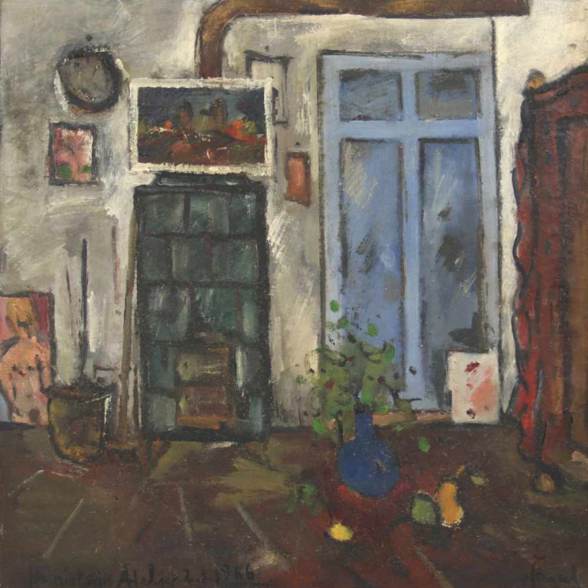 Frenzel, Roland. (1938-2004): Huniat sein Atelier. Szene aus dem Atelier des Leipziger - Bild 2 aus 2