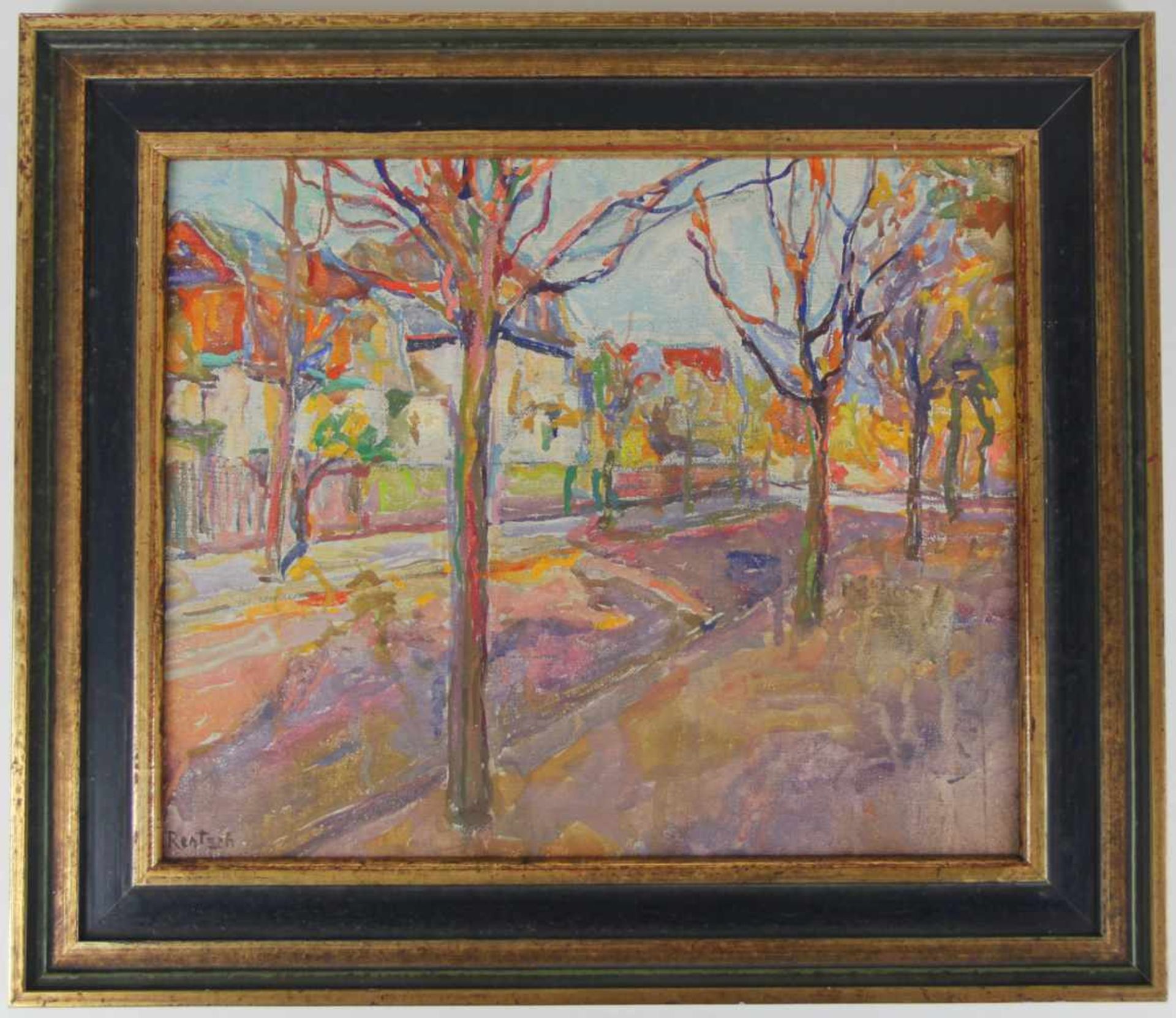 Rentsch, Fritz Ernst. (1867-1946): Herbstliche Stadtlandschaft: Borsdorf, Heinrich-Heine-Straße