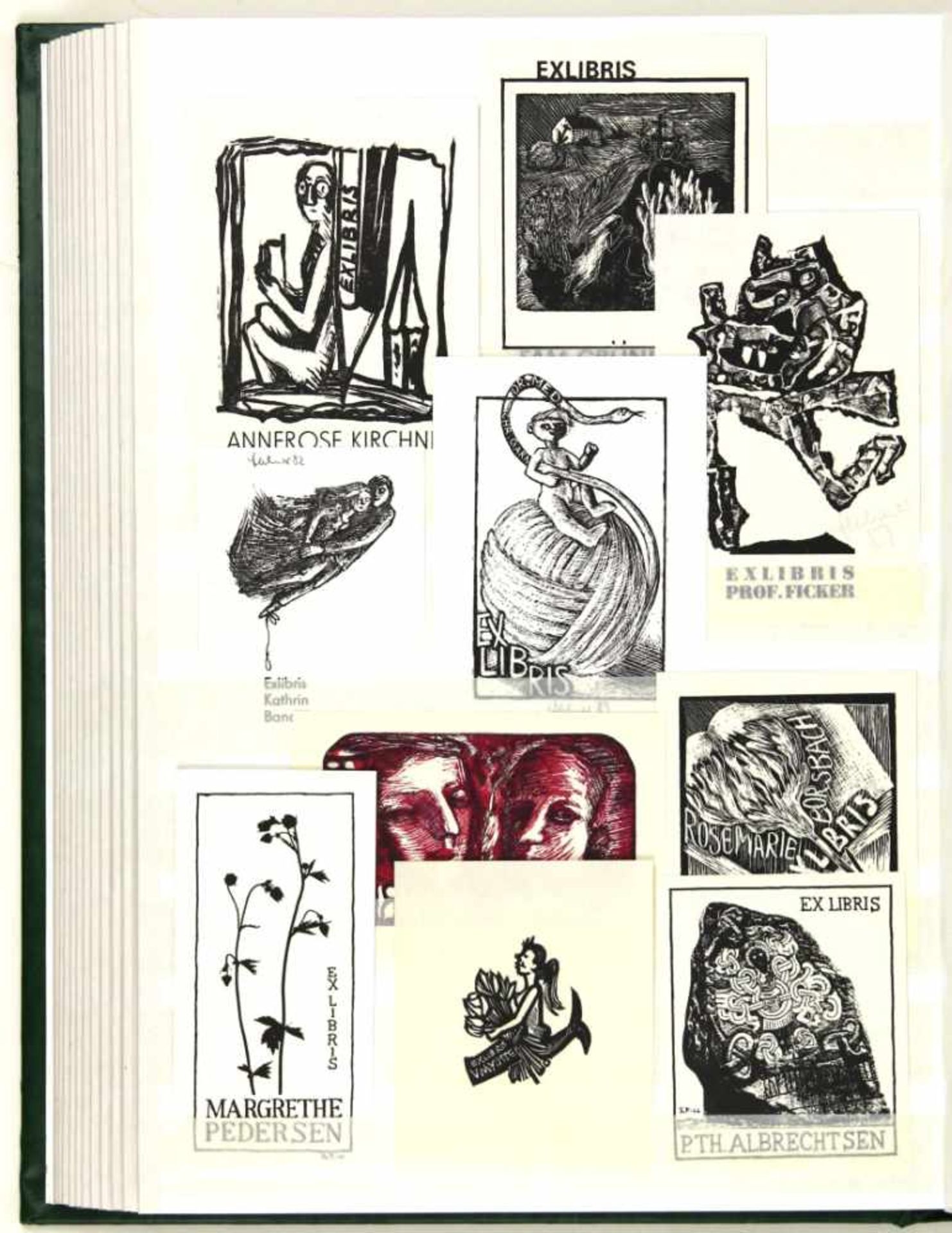 Exlibris. - Album mit 320 gesteckten Exlibris, teils signiert, ca. 1900-1970. (018). Sammlung aus