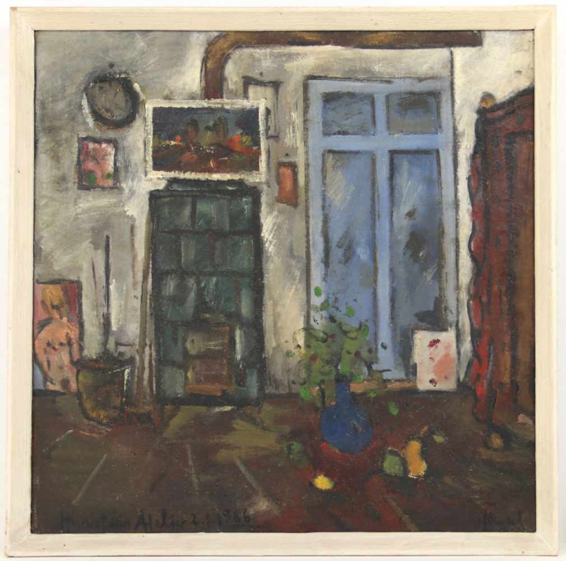Frenzel, Roland. (1938-2004): Huniat sein Atelier. Szene aus dem Atelier des Leipziger