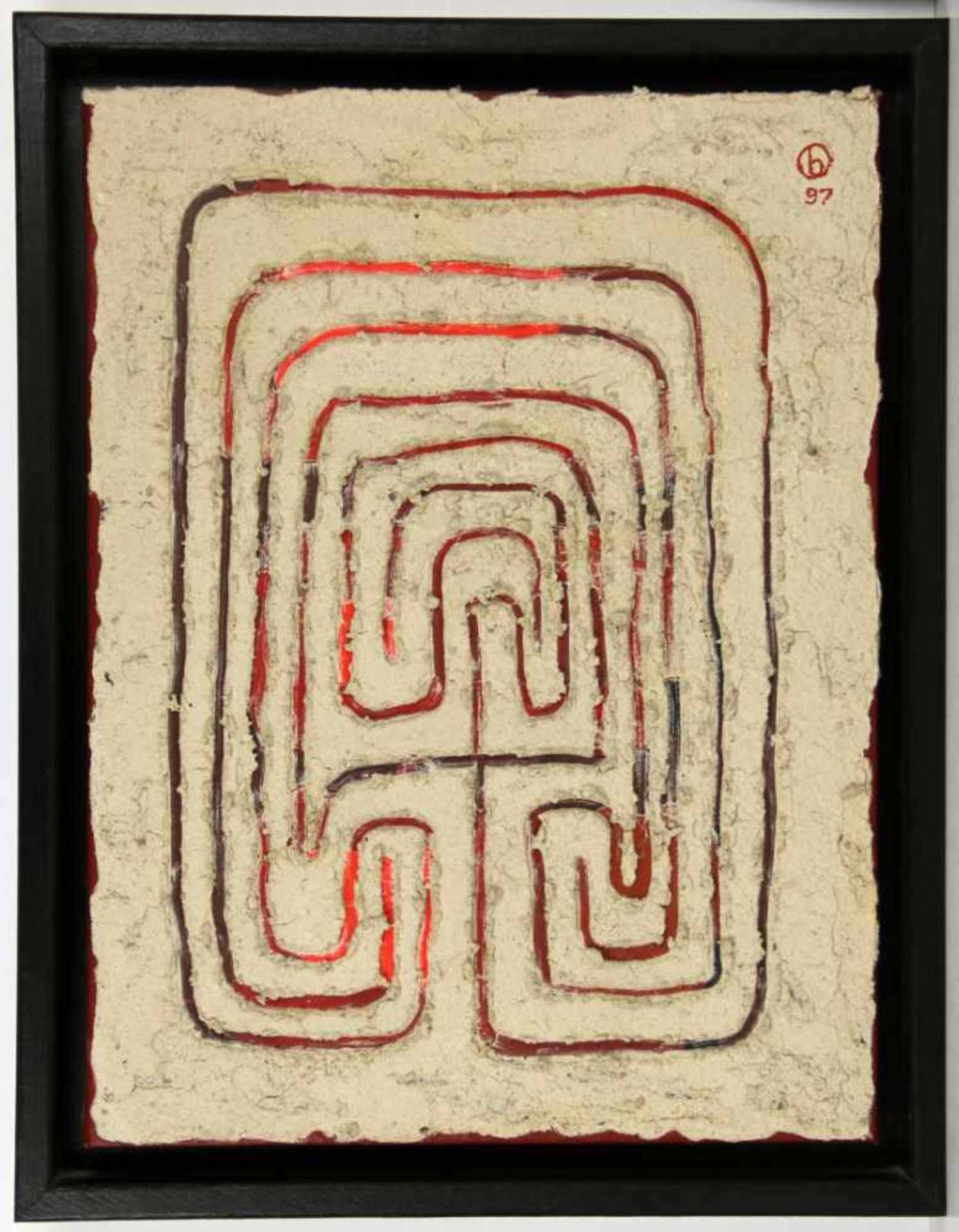 Bauer, Harald. (1938-2013): Komposition No. 114 - Kleines Labyrinth. Mischtechnik mit verschiedenen