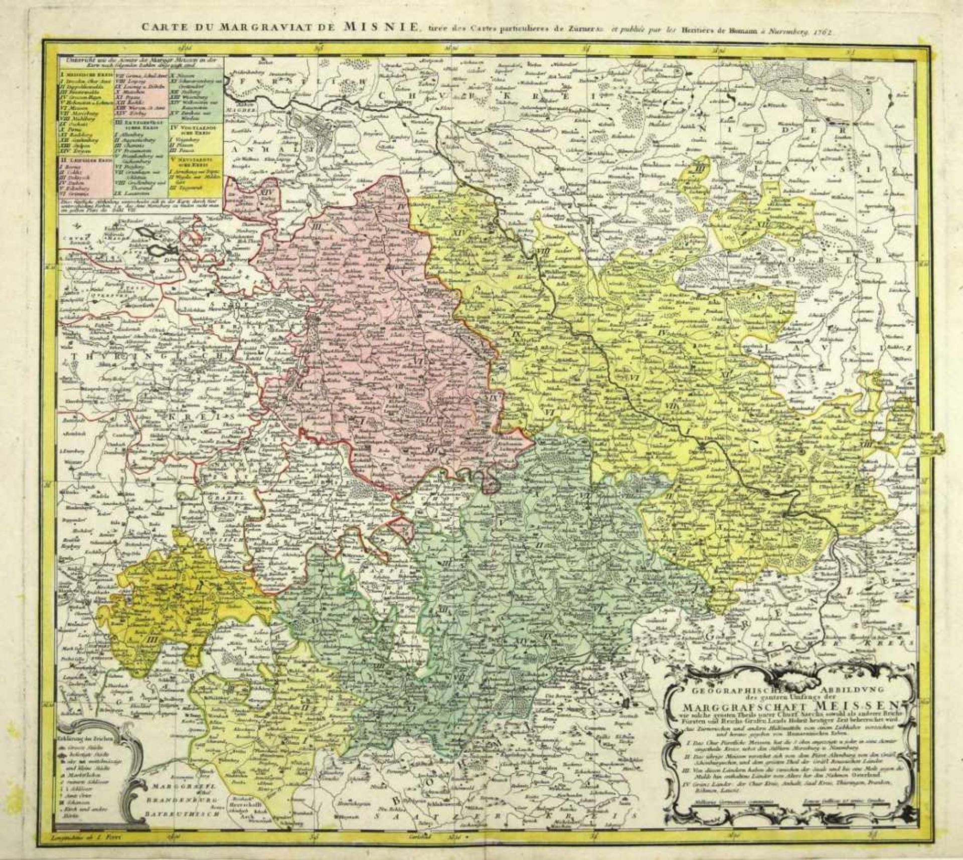 Sachsen. - Sachsen. - Geographische Abbildung des gantzen Umfangs der Marggrafschaft Meissen, wie